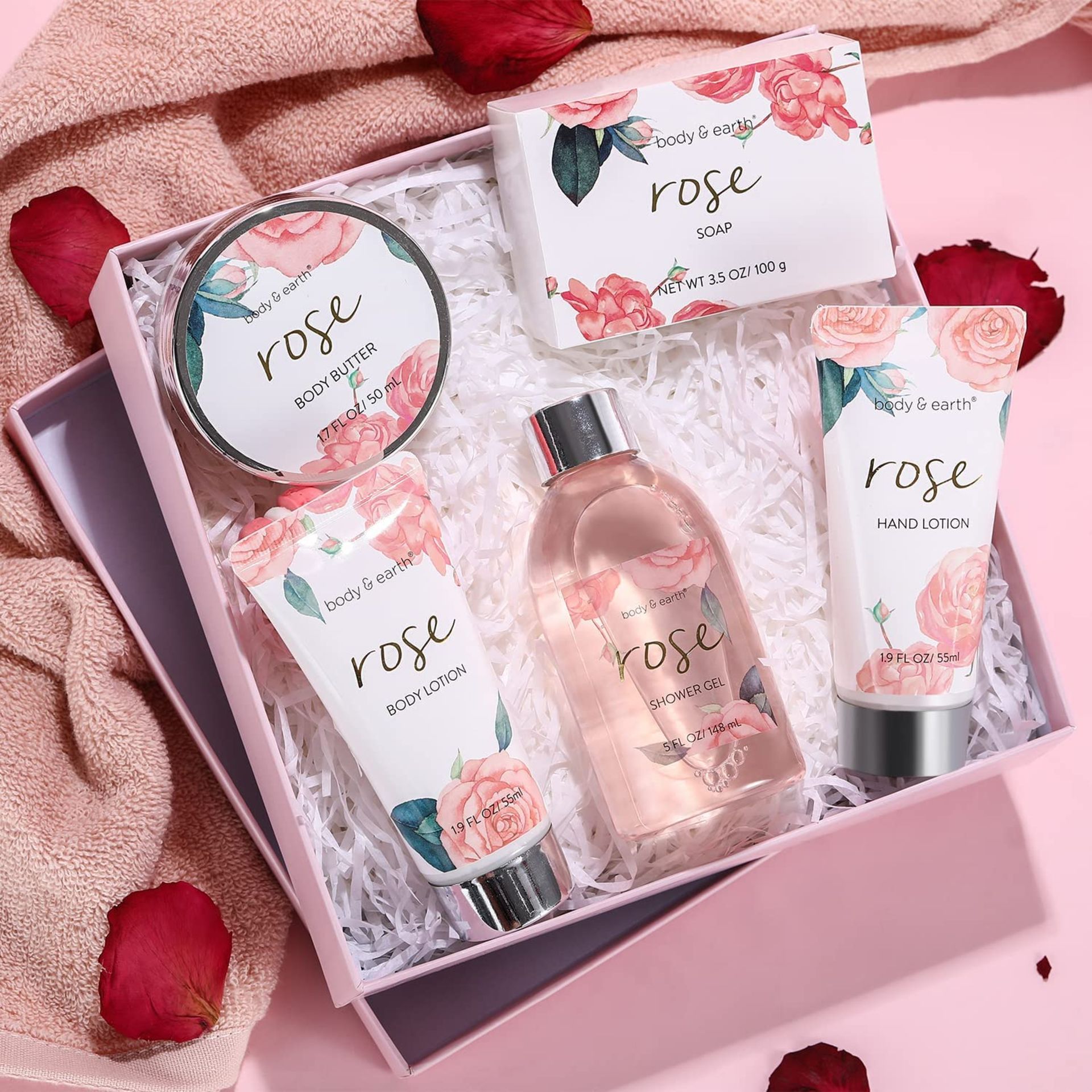 8 X NEW BOXED Body & Earth Rose Bath Spa Gift Box (BE-BP-020) Nourishing Ingredients: Everything - Image 2 of 2