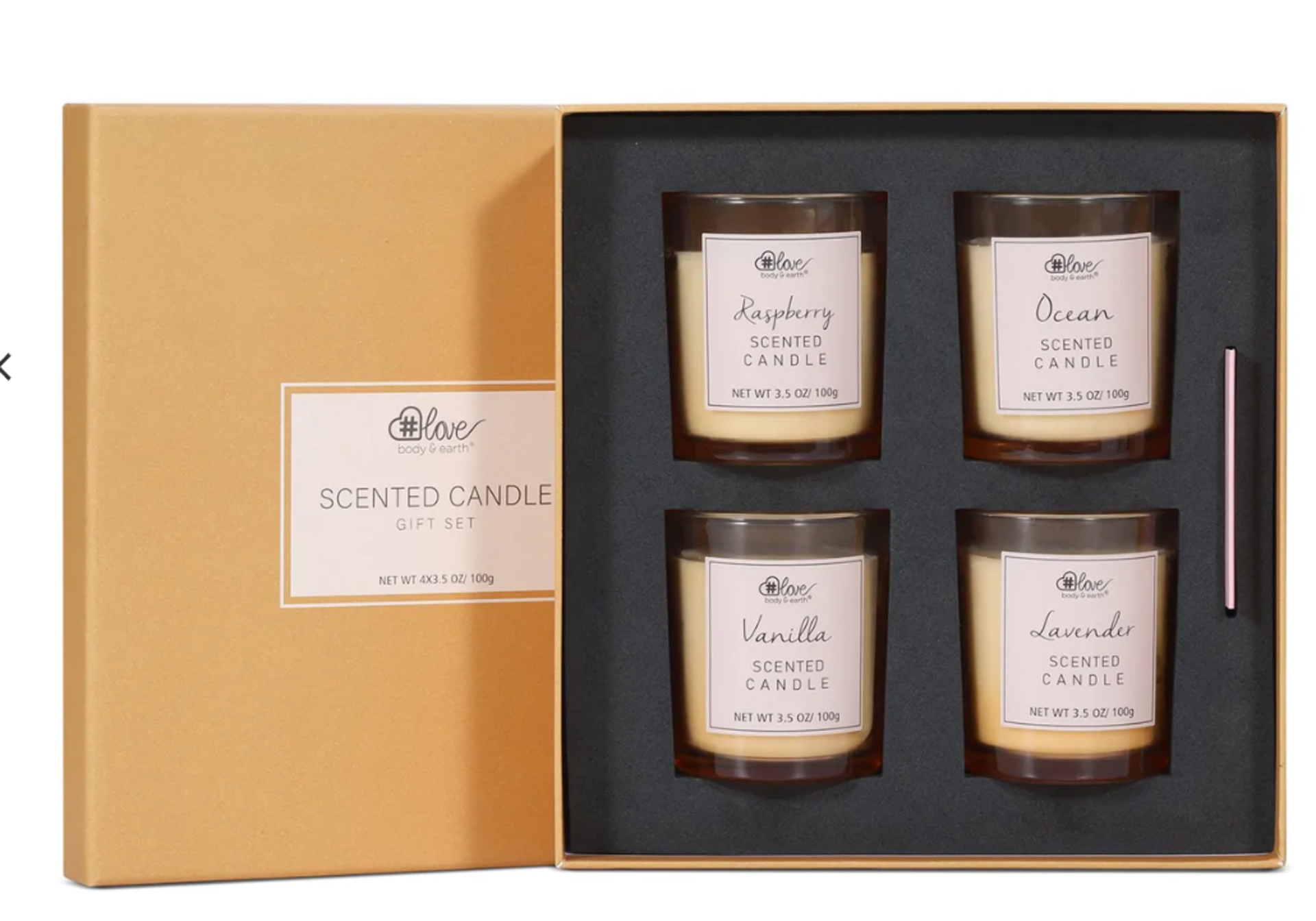 6 X New Boxed Sets of 4 Body & Earth Love Scented Candle Set. (BEL-SC-04) 4 FRAGRANCE SCENTS: This