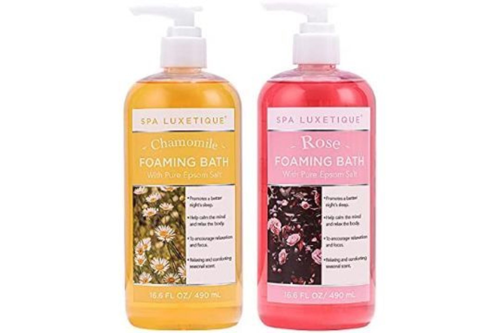 PALLET TO CONTAIN 96 X NEW SEALED SETS OF 2 -755ml Rose and Chamomile Foaming Bath. (SPA-EBS-