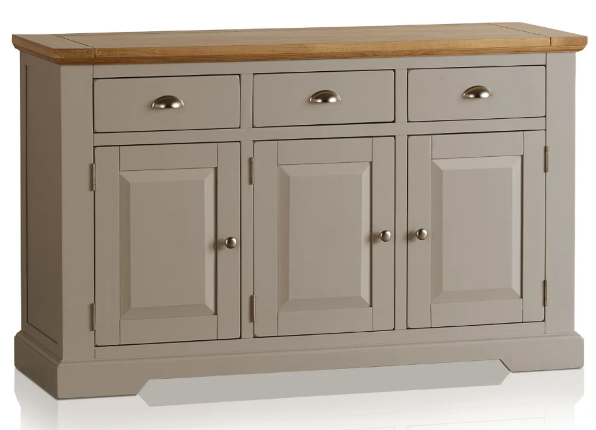 ST. IVES Natural Solid Oak Grey Paint Large Sideboard. RRP £549.99. A sturdy piece of furniture, the