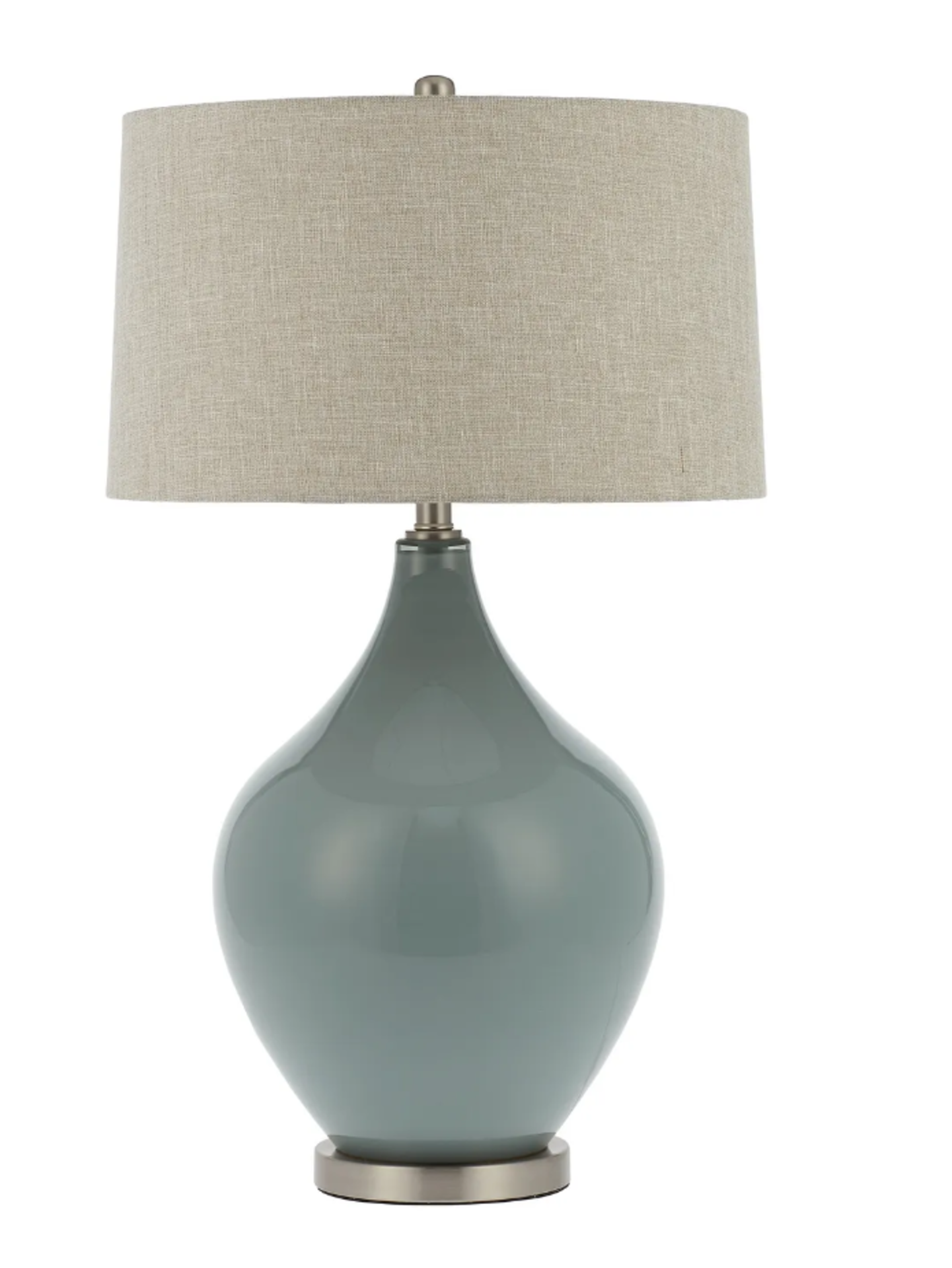 DORCHESTER TABLE LAMP Pale Blue Glass. RRP £229.99. A smooth, teardrop shape melts into a metal - Image 2 of 2