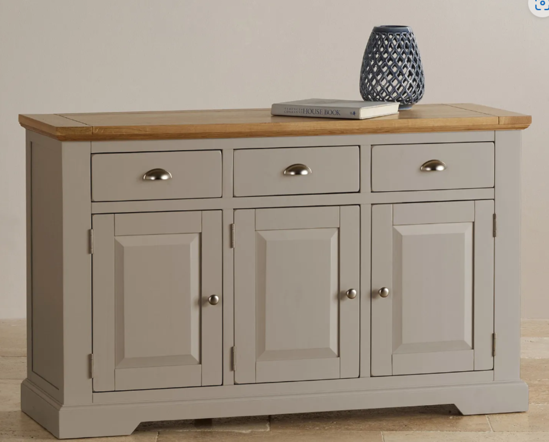 ST. IVES Natural Solid Oak Grey Paint Large Sideboard. RRP £549.99. A sturdy piece of furniture, the - Image 2 of 2