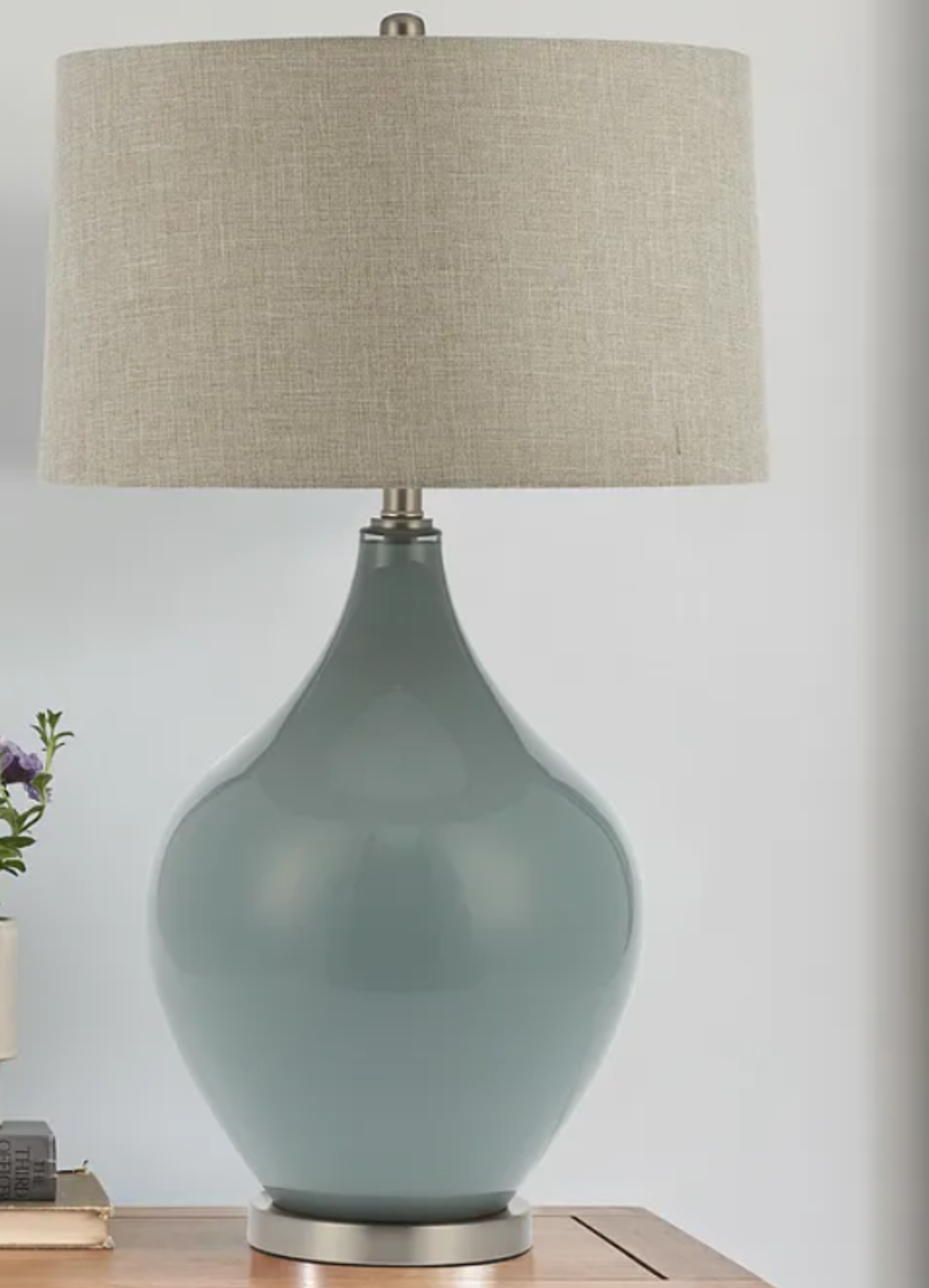 DORCHESTER TABLE LAMP Pale Blue Glass. RRP £229.99. A smooth, teardrop shape melts into a metal