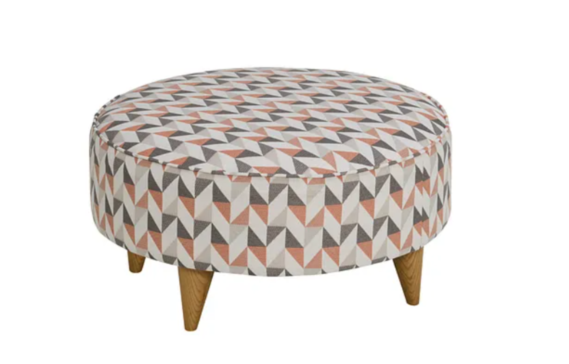 JENSEN Round Footstool | Coral Fabric. RRP £429.99. Add a touch of Scandi influence to your home