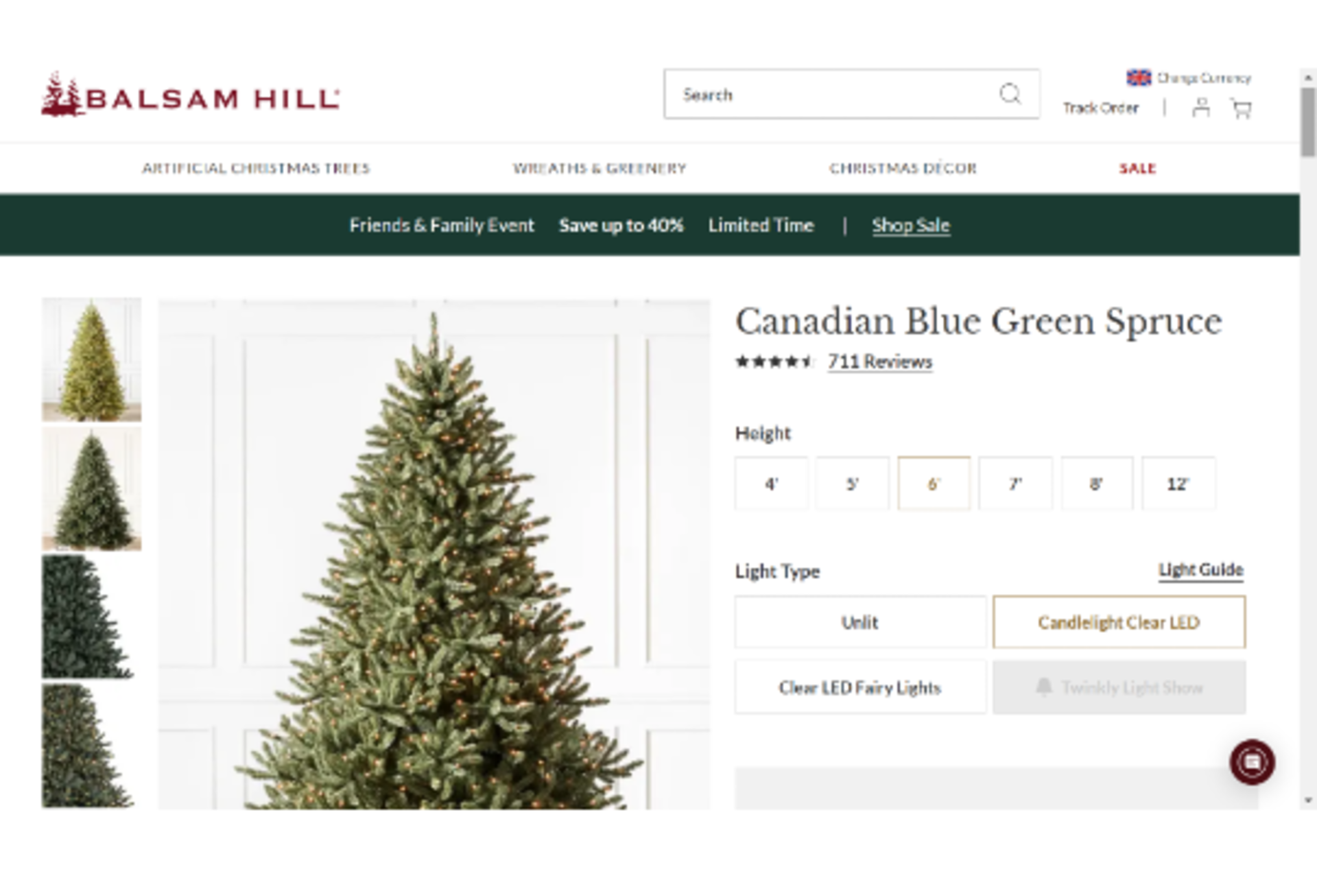 BH (The worlds leading Christmas Tree Brand) Canadian Blue Green Spruce 6' Tree - Image 2 of 2
