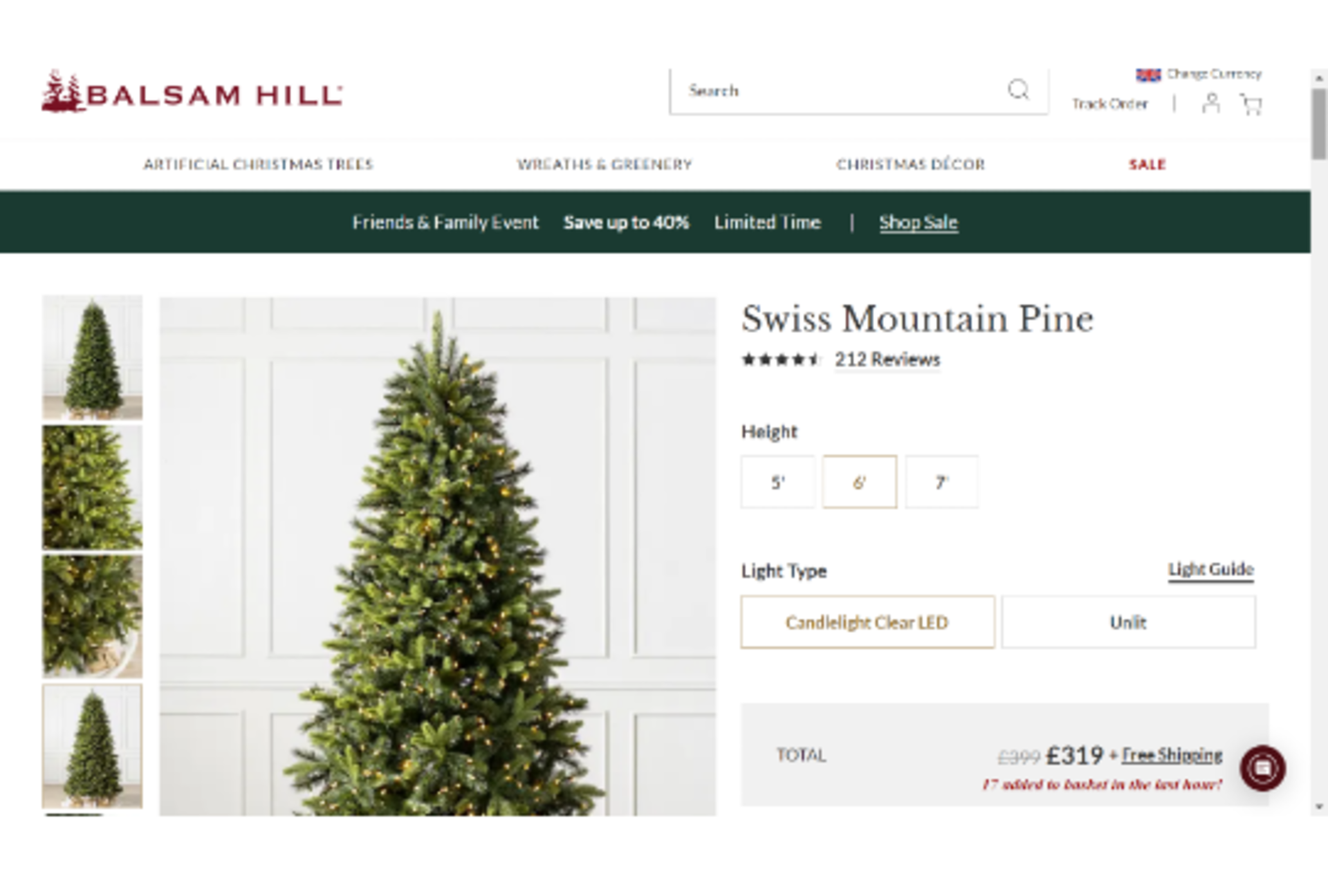 BH (The worlds leading Christmas Tree Brand) Swiss Mountain Pine 6' Tree - Image 2 of 2