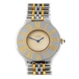 Cartier / Must de 21 - Lady's Gold/Steel Wrist Watch