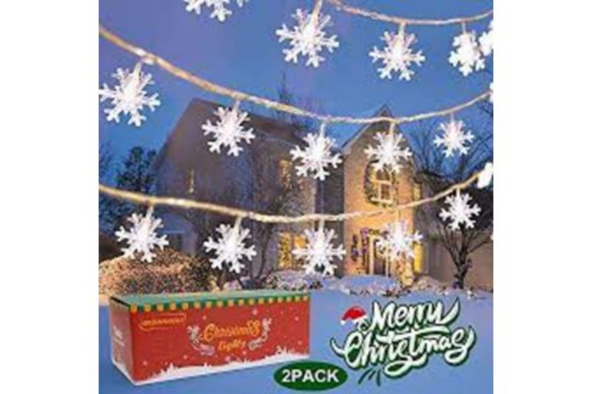 6 x NEW BOXED PACKS OF 2 BANNILU 80LED 40ft Snowflake String Lights Battery Operated Waterproof