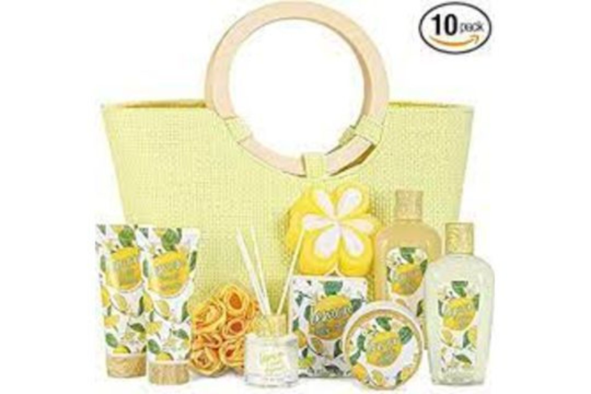 2 X NEW PACKAGED Lemon Everyday Bath Set Tote Gift Sets. (SKU: BEL-SC-03). Home Spa Kit Meets Your