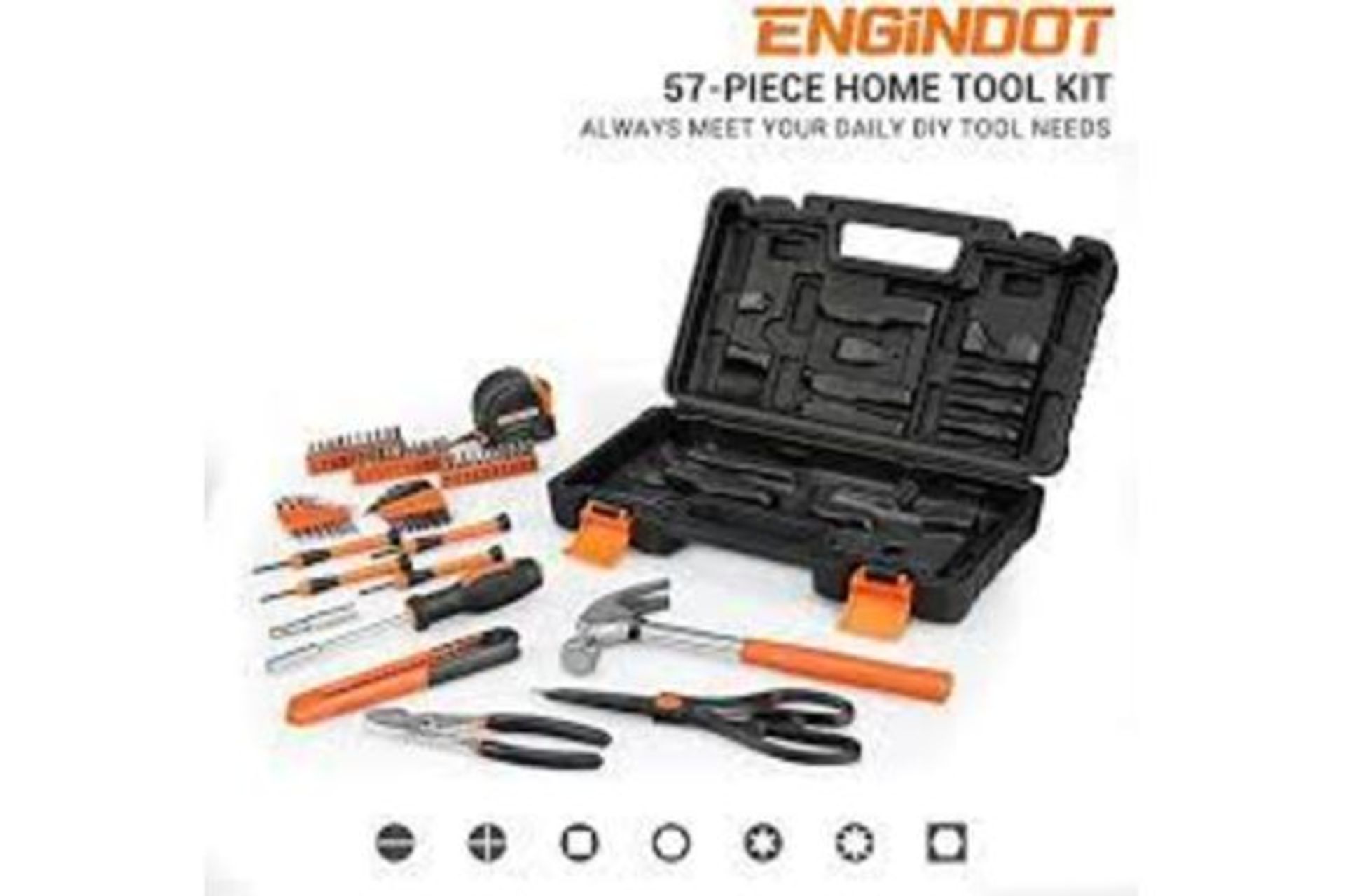 40 X NEW BOXED ENGiNDOT Home Tool Kit, 57-Piece Basic Tool kit with Storage Case. (ROW 10) HANDY FOR - Image 2 of 2