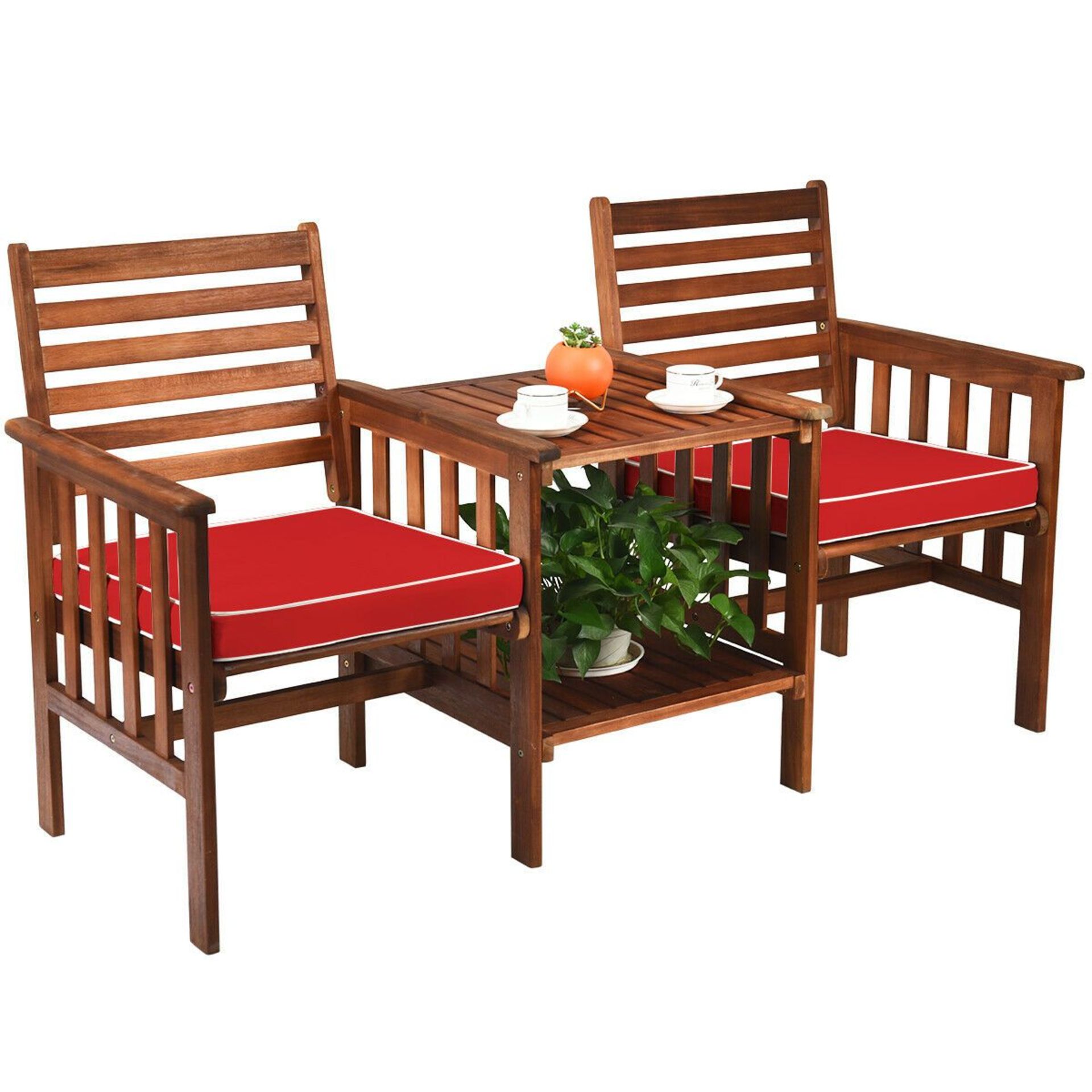 Wooden Companion Seat with Upper and Lower Table and Umbrella Hole. RRP £241.00. With removable