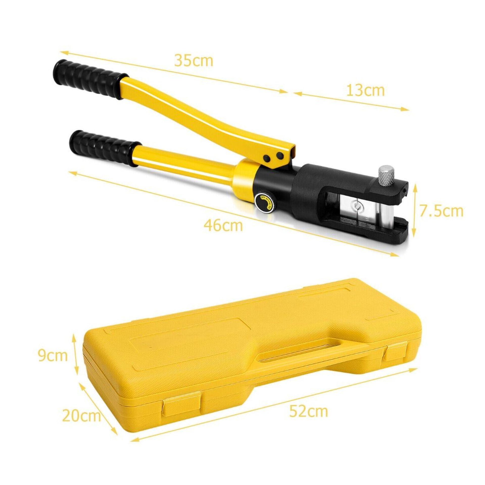 16 Tons 11 Dies Hydraulic Wire Terminal Crimper Tool with Carry Case. This is a 16-ton hydraulic