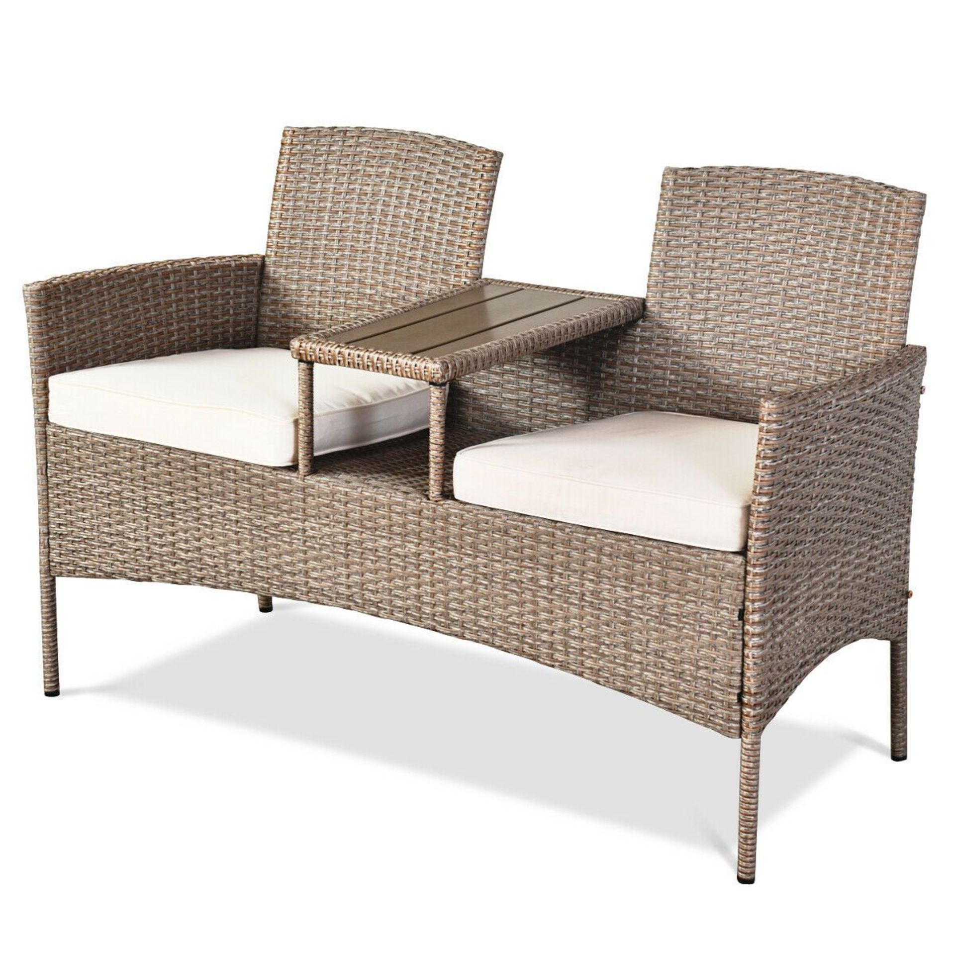 Outdoor 2 Seater Rattan Chair Middle Tea Table Padded Cushions. RRP £199.99. If you are looking
