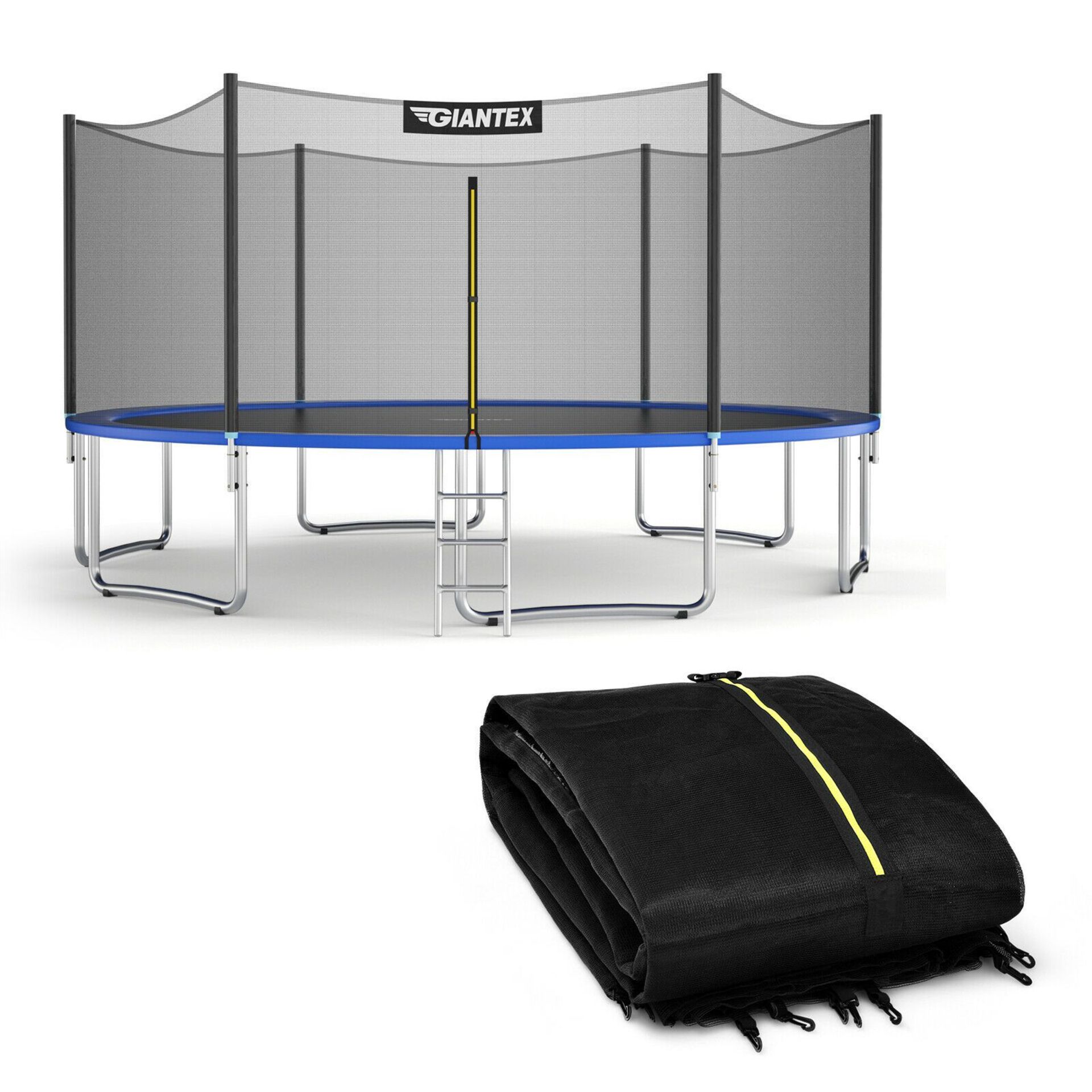 8/9/12 Feet Trampoline Safety Net with Dual-Headed Zippers. The net is suitable for 8/10/12ft