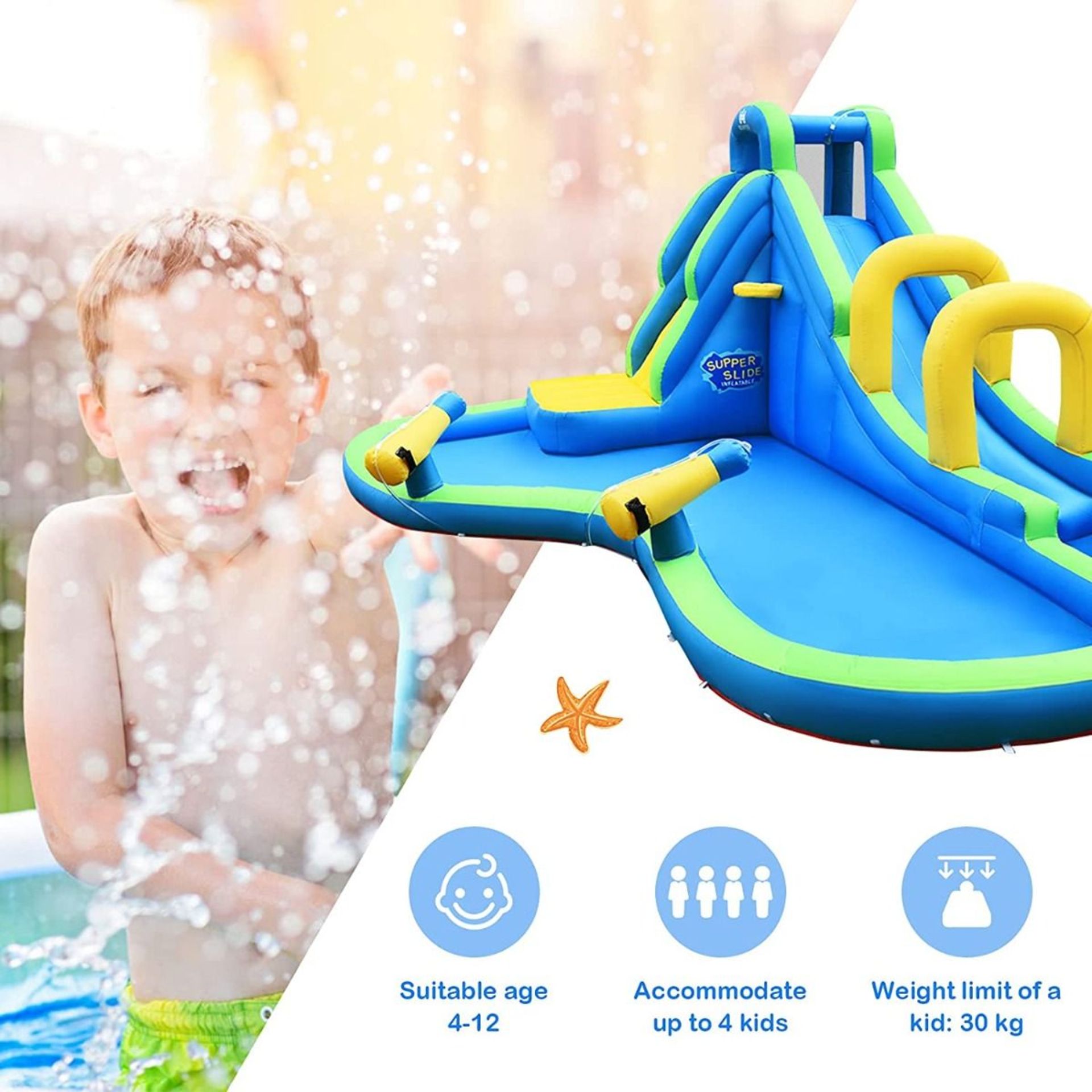 Inflatable Slide with Splash Pool and Water Cannons. RRP £500.00. Like strawberries and cream, - Image 2 of 2