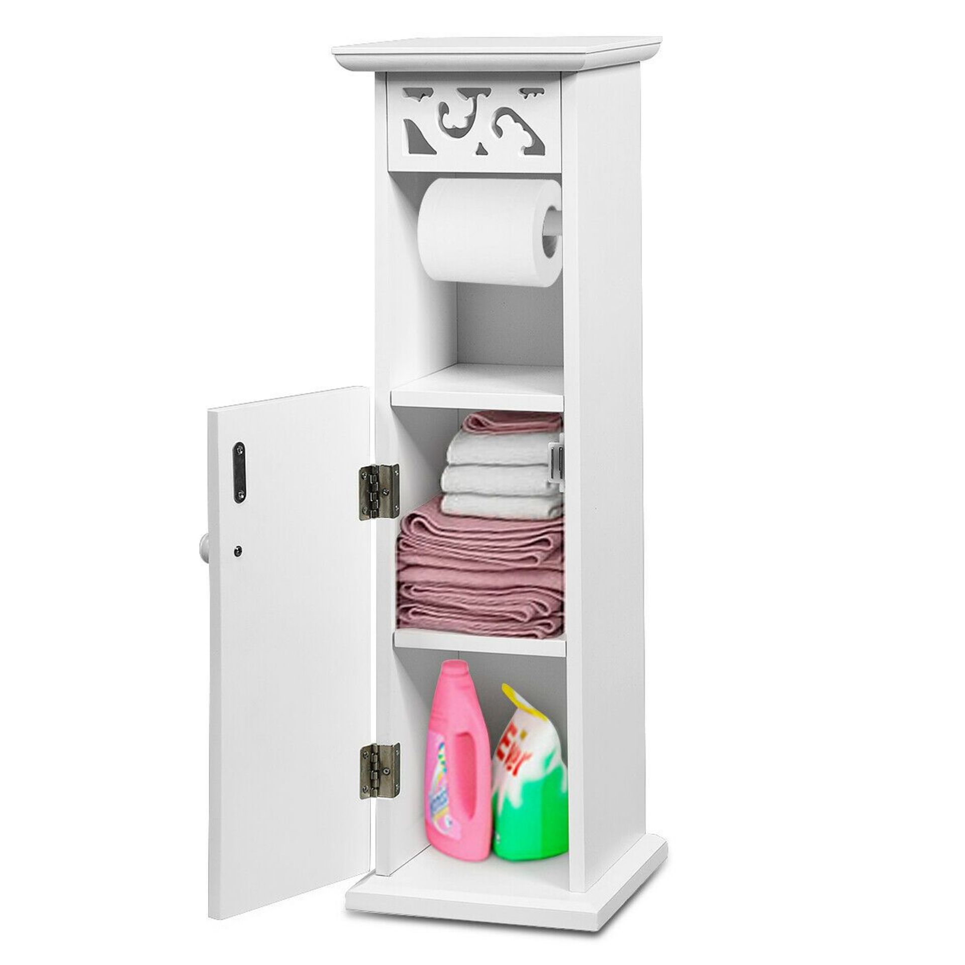 Freestanding Bathroom Cabinet with Toilet Roll Holder. RRP £99.99. This freestanding bathroom