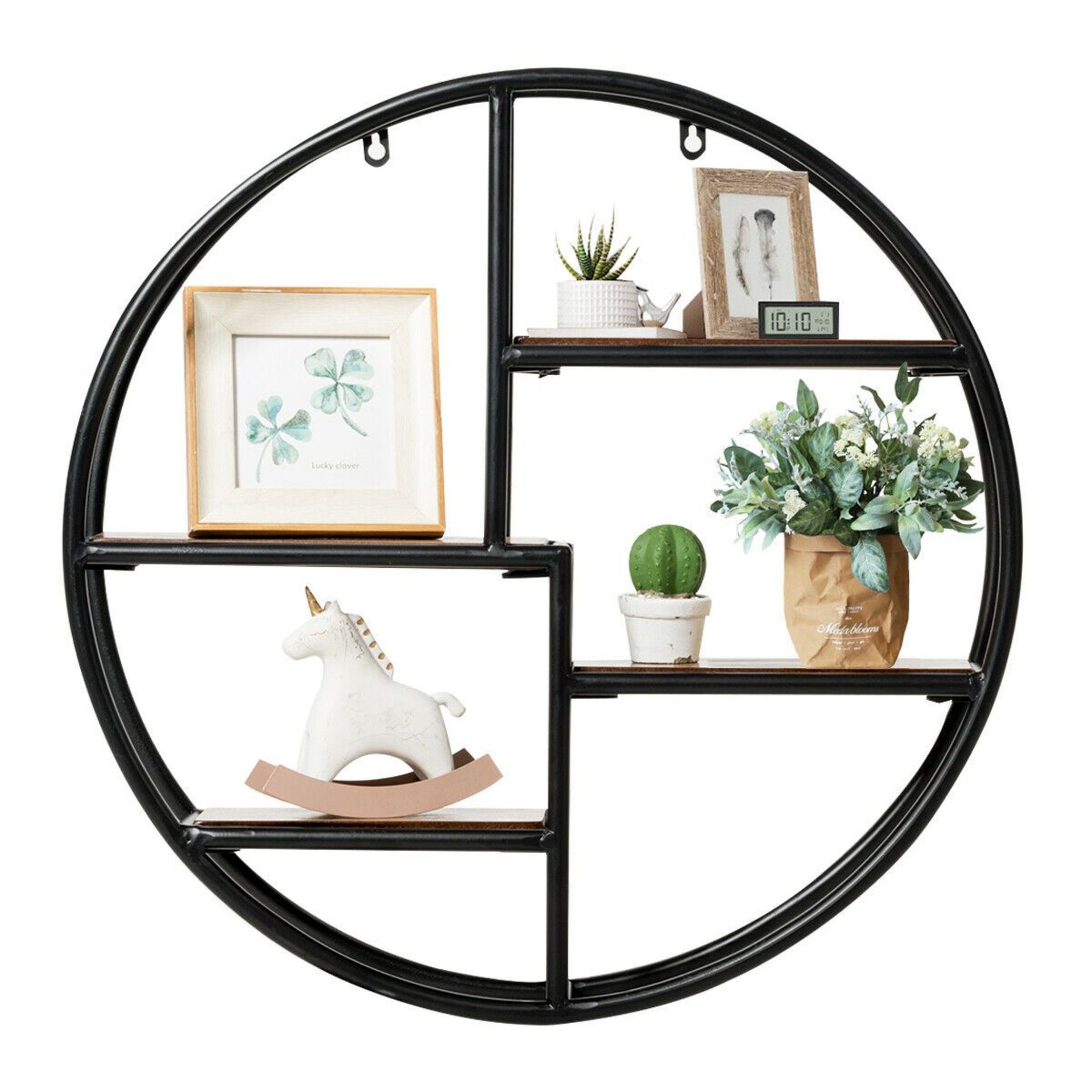 Round Multi-Section Shelf. This contemporary wall-mounted shelving unit is a functional yet eye-