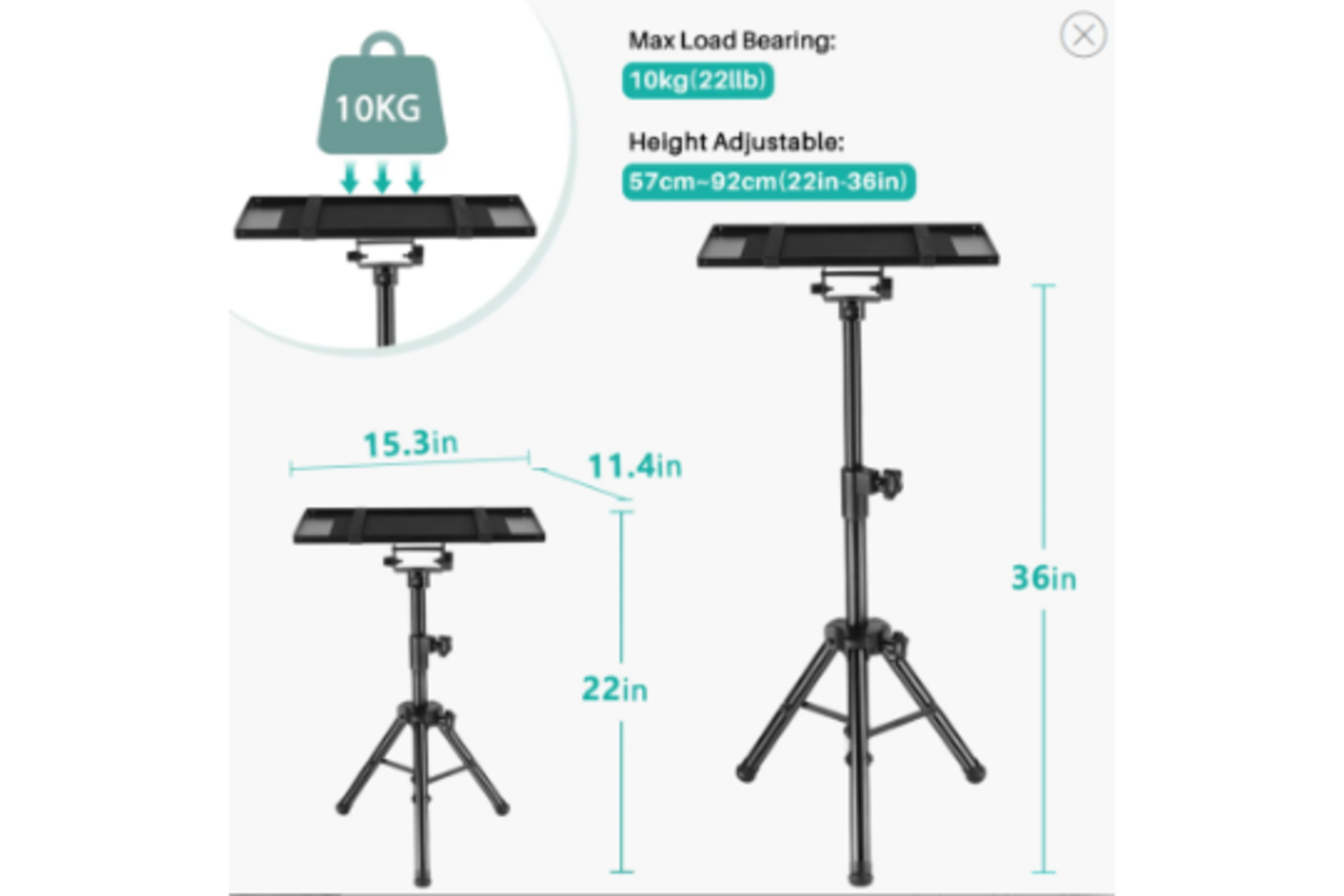 New Boxed VANKYO PT30 Projector Stand. VANKYO Universal Laptop Projector Stand with 15'' x 11'' - Image 2 of 2