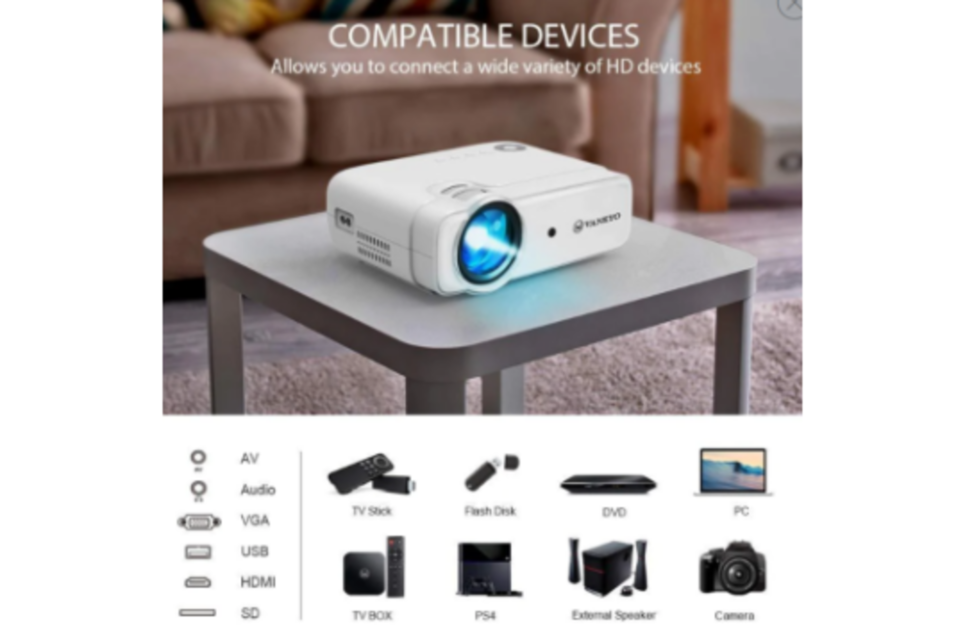 New Boxed VANKYO Leisure 430 Mini Projector for Movie, Outdoor Entertainment, Native 720P. 236” - Image 3 of 3