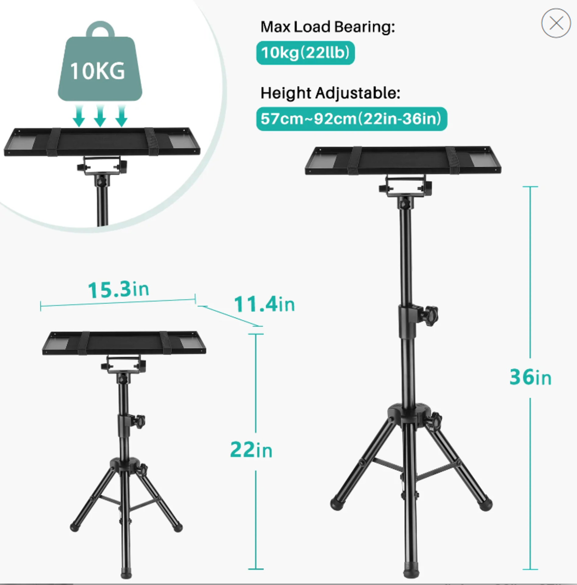 5 x New Boxed VANKYO PT30 Projector Stand. VANKYO Universal Laptop Projector Stand with 15'' x - Image 3 of 3