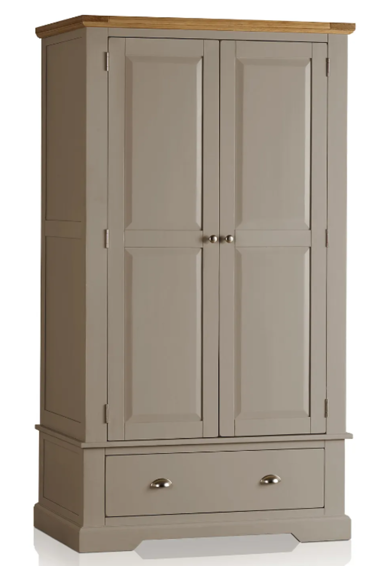 ST. IVES Natural Solid Oak & Grey Paint Double Wardrobe. RRP £859.99. The St Ives double wardrobe is