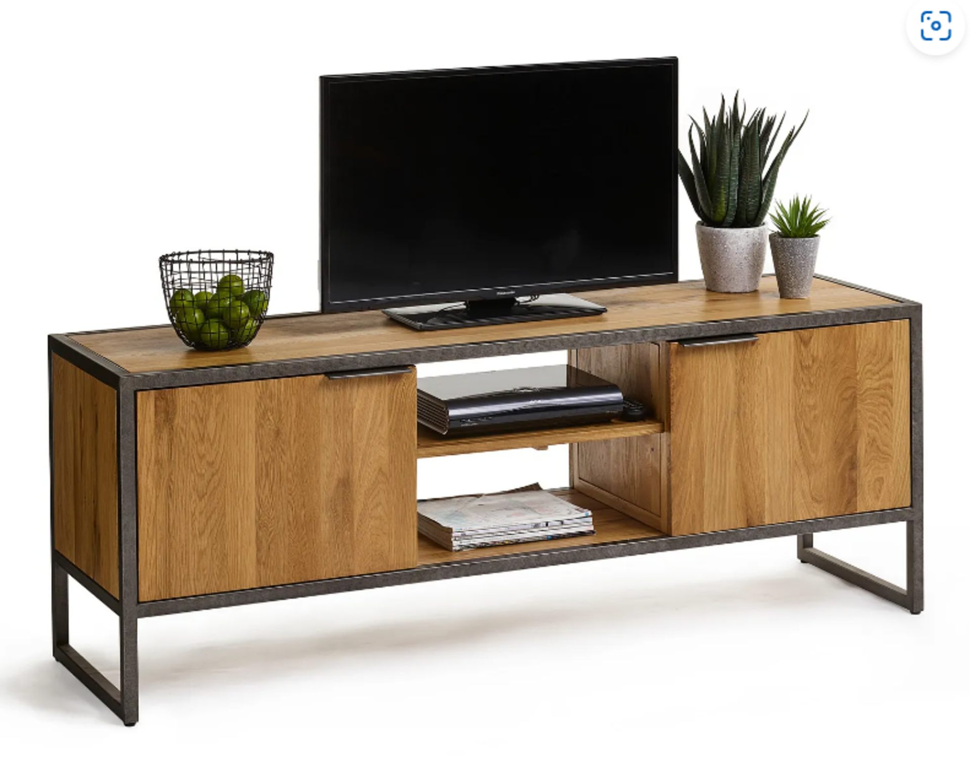 BROOKLYN Natural Solid Oak & Metal Large TV Unit. RRP £549.99. Bring home this large metal - Image 2 of 2