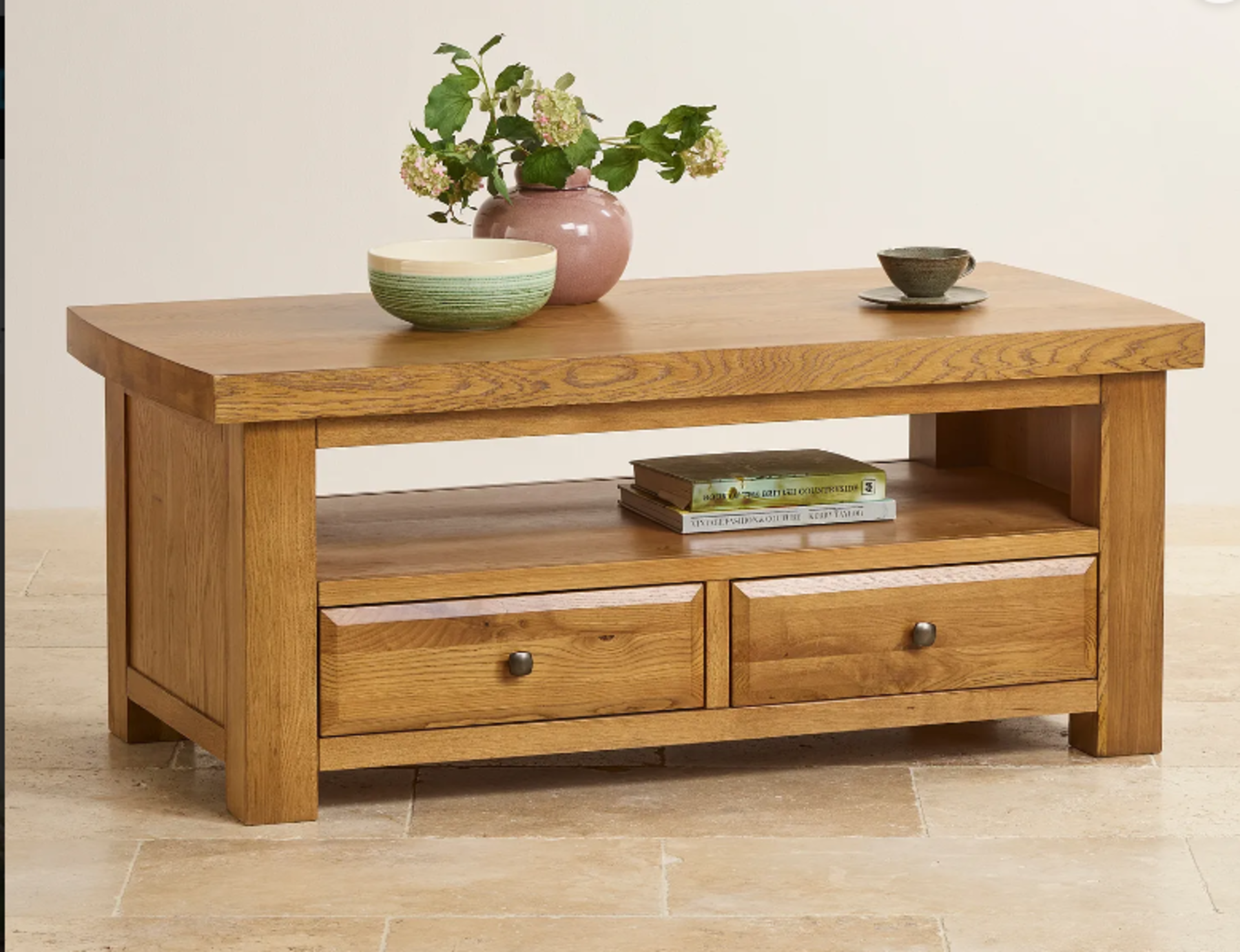 HERCULES Rustic Solid Oak 2 Drawer Coffee Table. RRP £509.99. The ideal finishing piece for your - Image 2 of 2