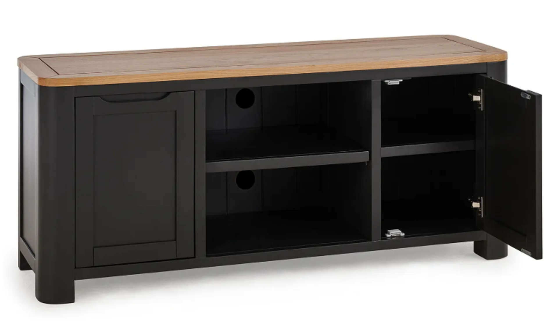 GROVE Natural Oak & Dark Grey Paint Large TV Unit. RRP £539.99. Strong, modern design with cool - Image 2 of 2