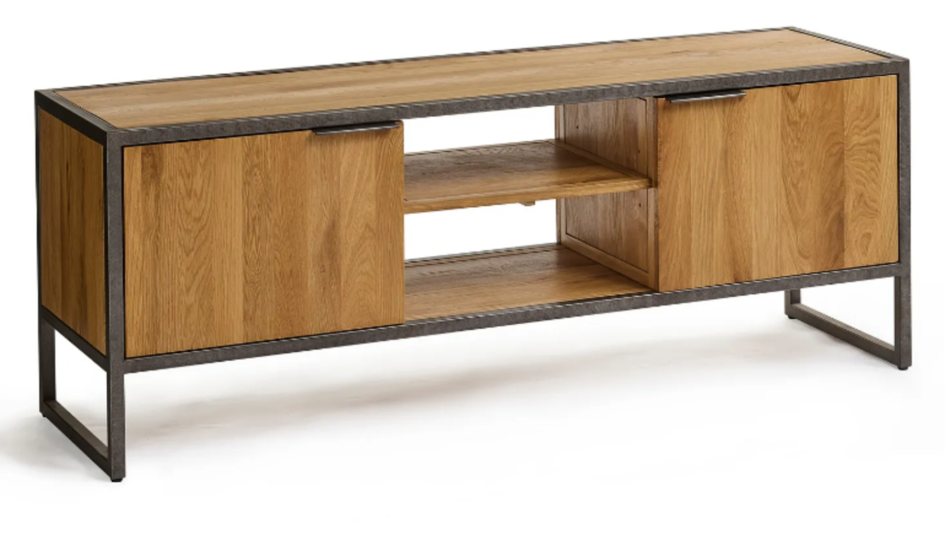 BROOKLYN Natural Solid Oak & Metal Large TV Unit. RRP £549.99. Bring home this large metal