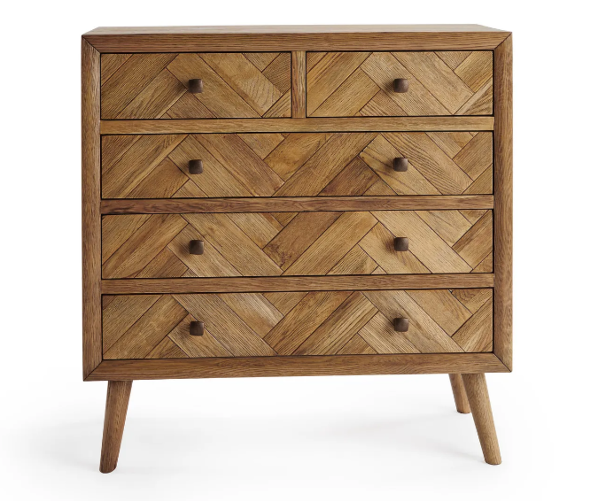 PARQUET Brushed & Glazed Solid Oak 5 Drawer Chest. RRP £515.00. The Parquet 2+3 chest of drawers - Image 2 of 2