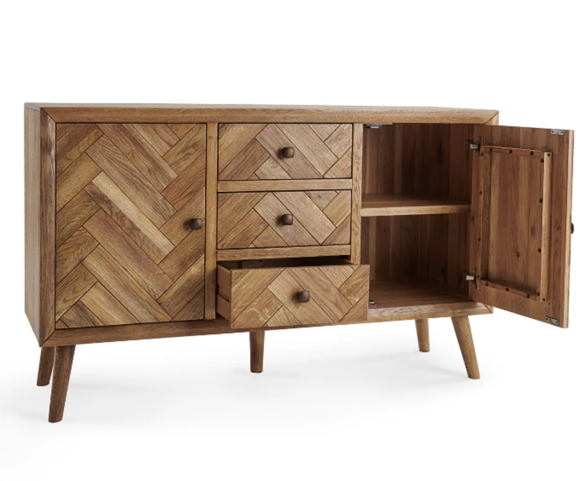PARQUET Brushed & Glazed Solid Oak Large Sideboard. RRP £659.99. A pattern with tactile finish – - Image 2 of 2