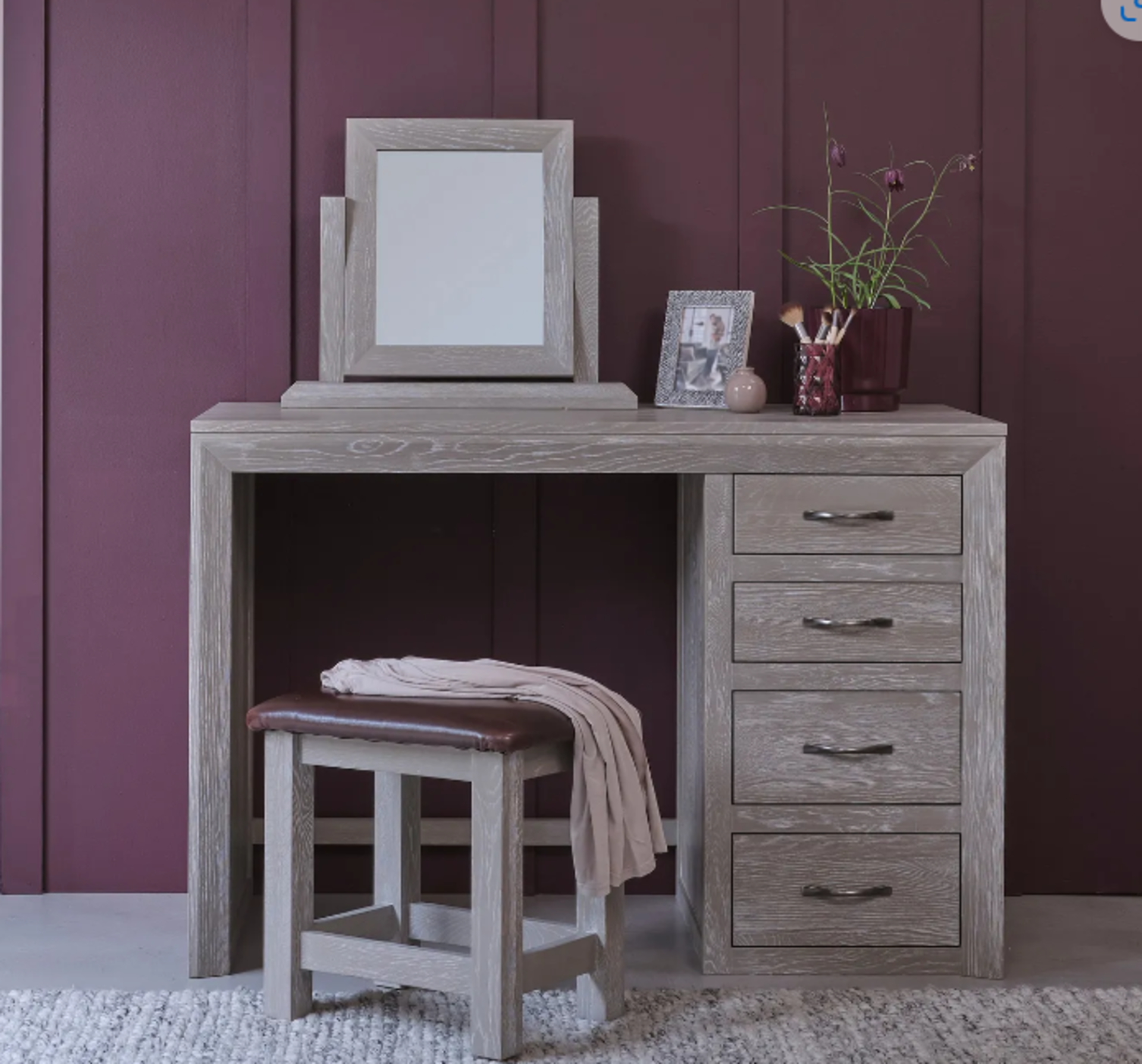 WILLOW Solid Oak with Grey Wash Dressing Table. RRP £549.99. A place to get ready for the day,