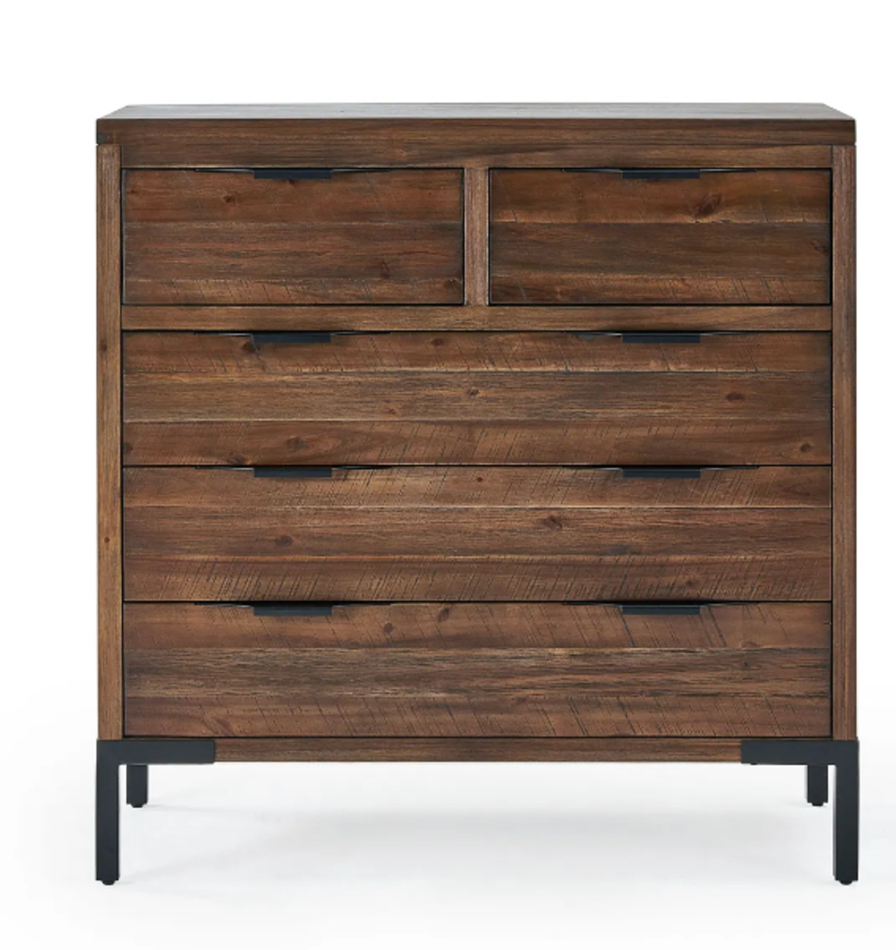 DETROIT Solid Hardwood & Metal 5 Drawer Chest. RRP £529.99. Bring some urban cool into your home - Image 2 of 2