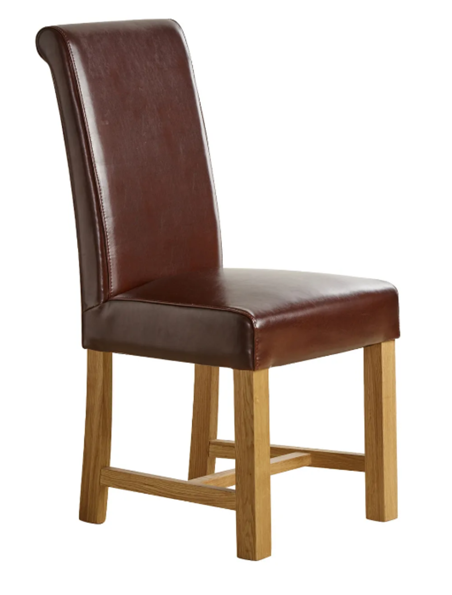 Pair of SCROLL BACK Brown Leather Dining Chair. RRP £220.00. Influenced by classic design, this