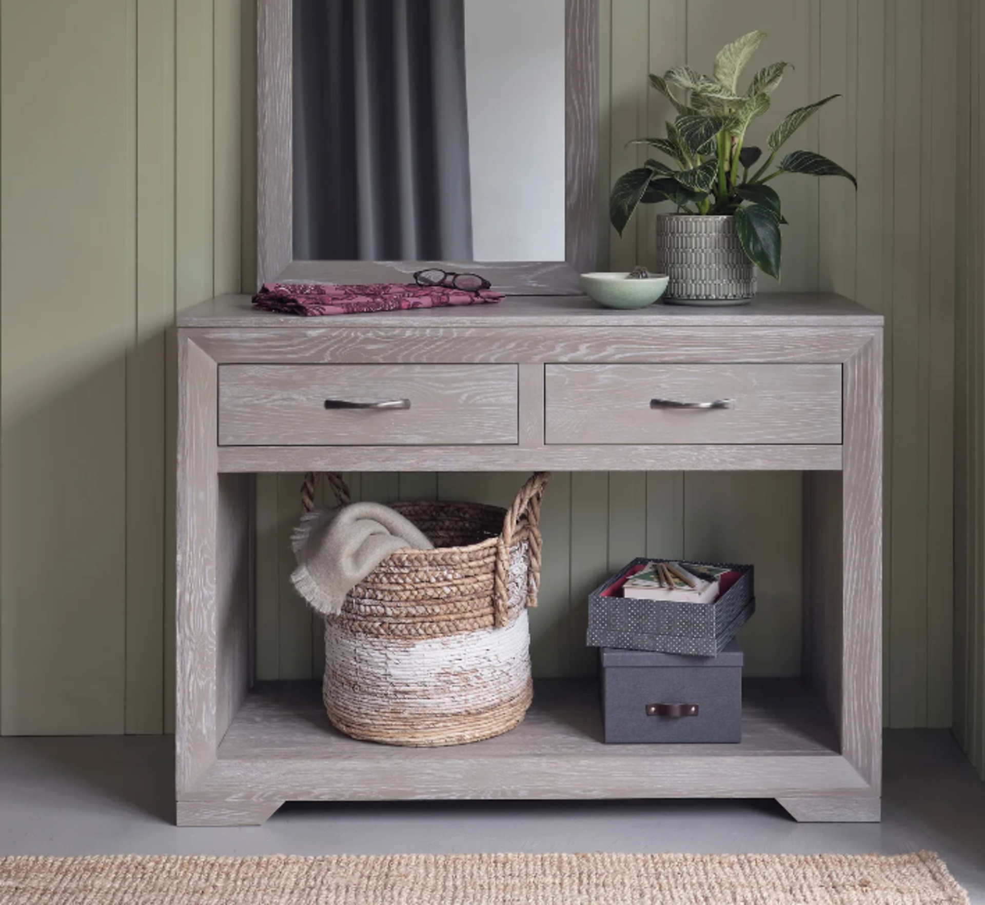 WILLOW Solid Oak with Grey Wash Console Table. RRP £399.99. Console tables are a great way of adding