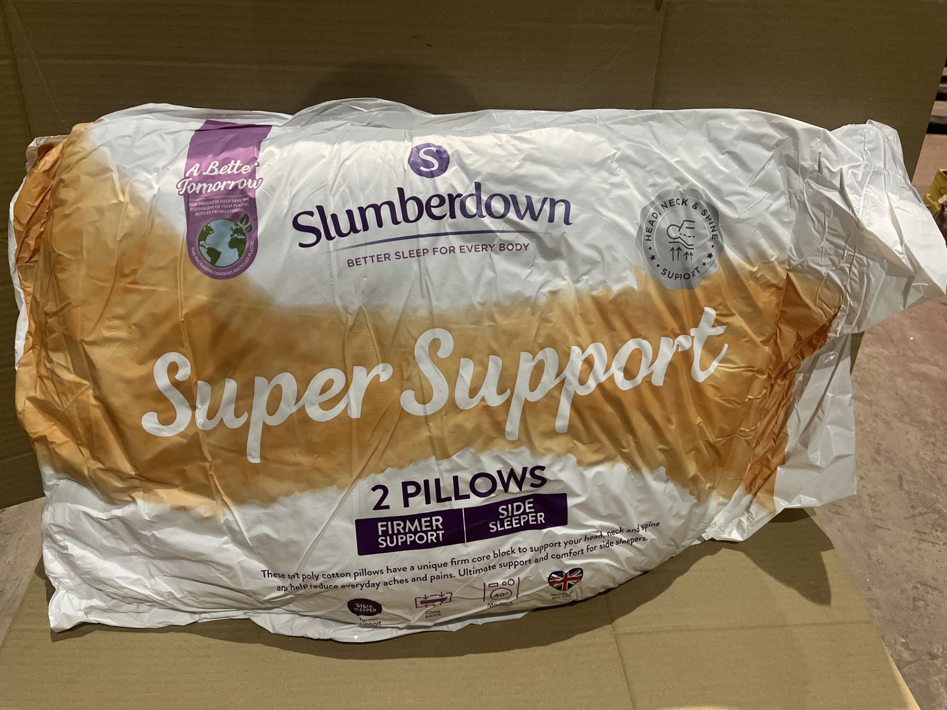 4 X BRAND NEW PACKS OF 2 SLUMBERDOWN SUPER SUPPORT PILLOWS R16-10