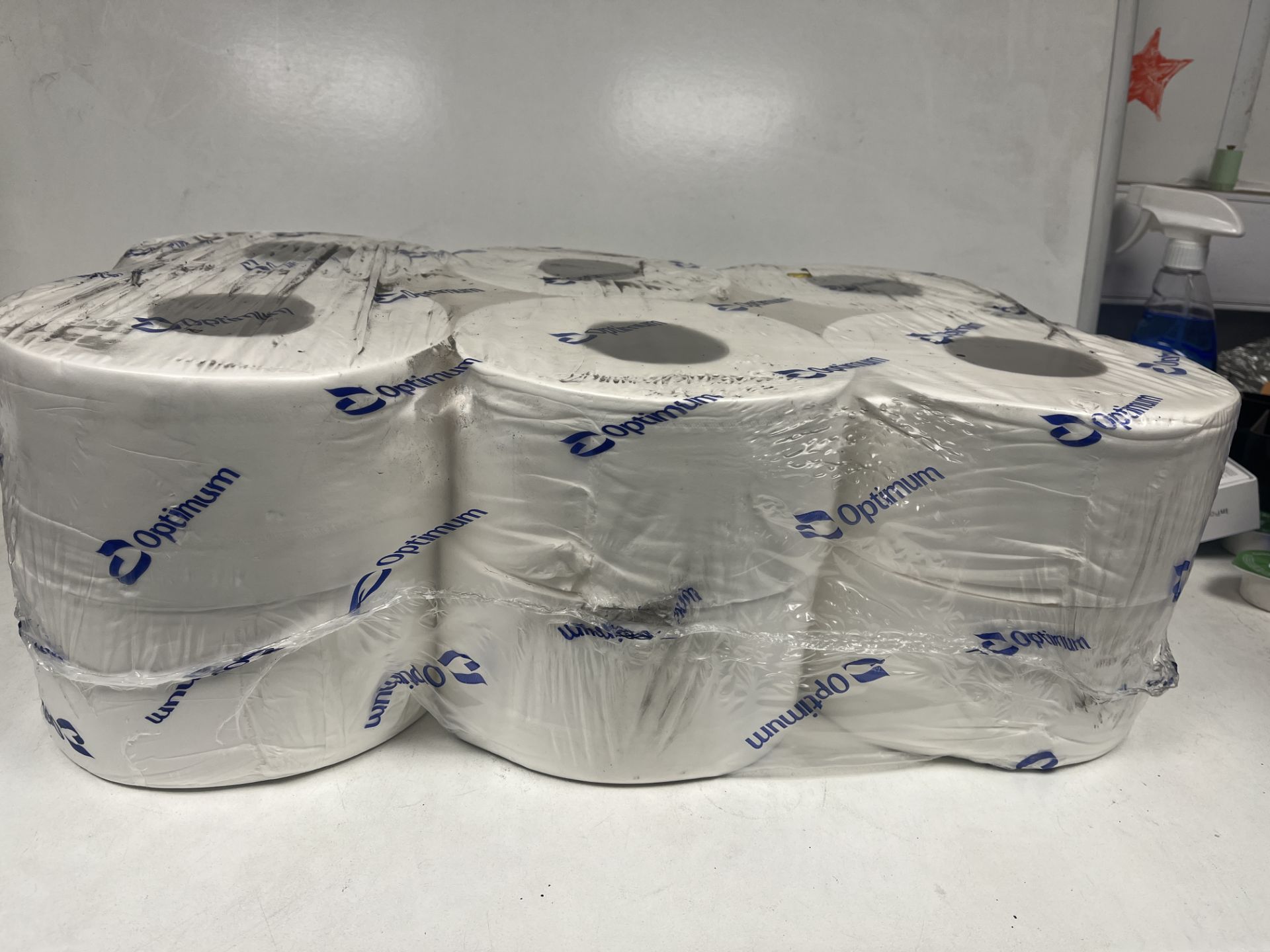 TRADE LOT 20 X NEW PACKS OF OPTIMUM PROFESSIONAL MINI JUMBO TOILET ROLLS. 2 PLY. EACH PACK