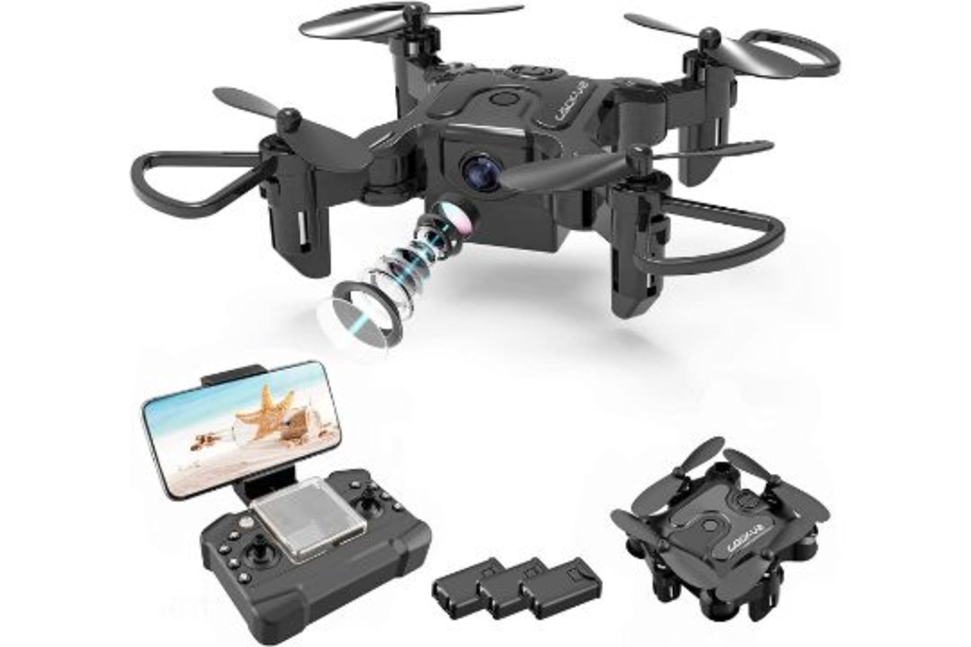 3 x Boxed 4D-V2 Mini Drone (row4). ?HD Pictures and Live Videos?:V2 equipped with 720P HD Wi-Fi - Image 2 of 2