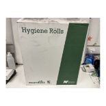 5 X NEW BOXES OF 12 ROLLS OF NORTHWOOD BLUE HYGEINE ROLLS. EACH ROLL MEASURES 500MM X 40M. 2 PLY. (