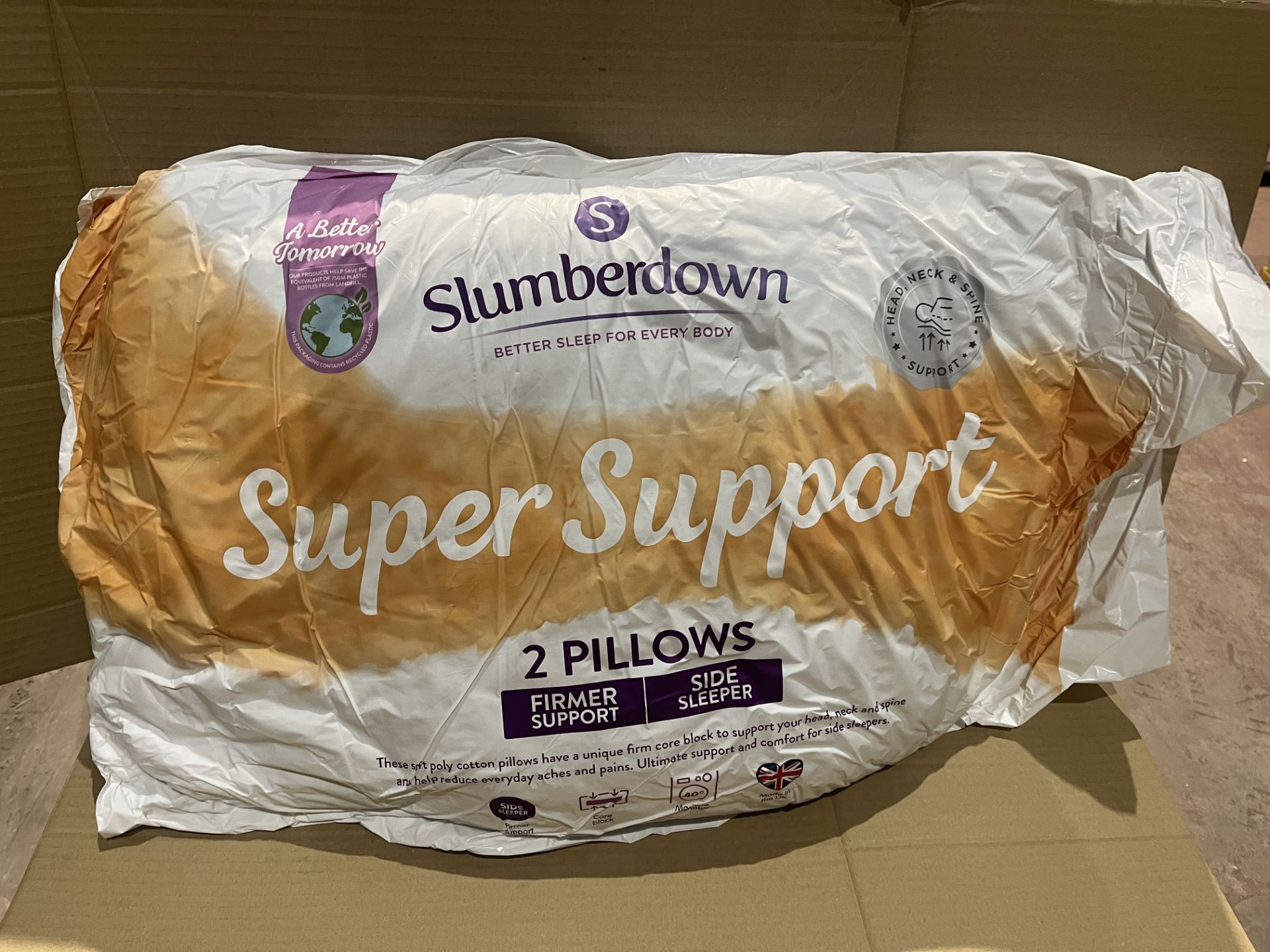 8 X BRAND NEW PACKS OF 2 SLUMBERDOWN SUPER SUPPORT PILLOWS R16-10