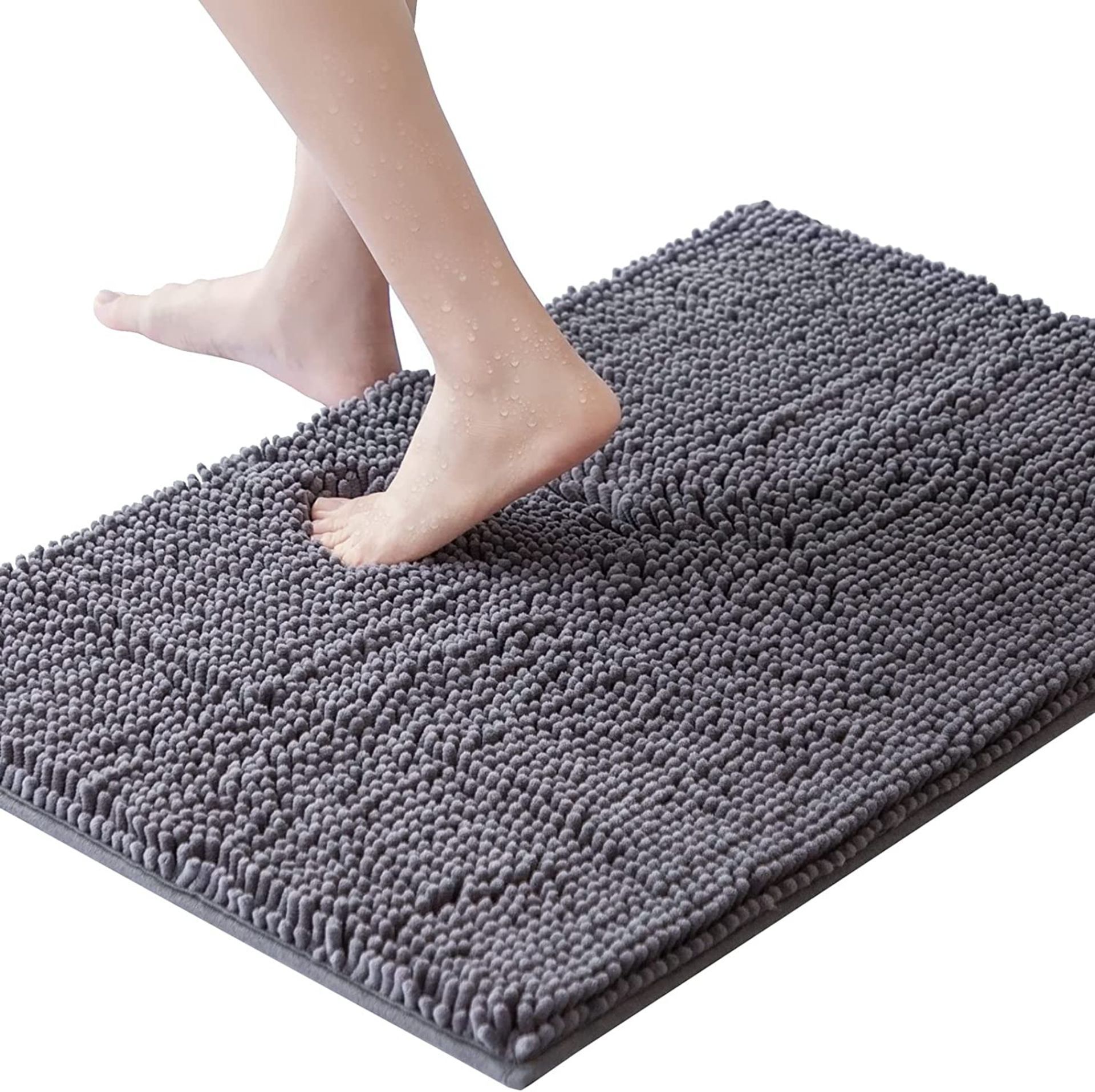 15 X BRAND NEW 40 X 60CM LUXUEY WATER ABSORBENT BATH MAT NON SLIP ANTIBACTERIAL RUBBER BLACK/GREY (