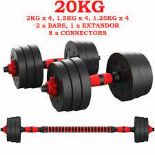 2 X BRAND NEW WEIGHTS DUMBBELL BODY BUILDING SET 20KG R5-4
