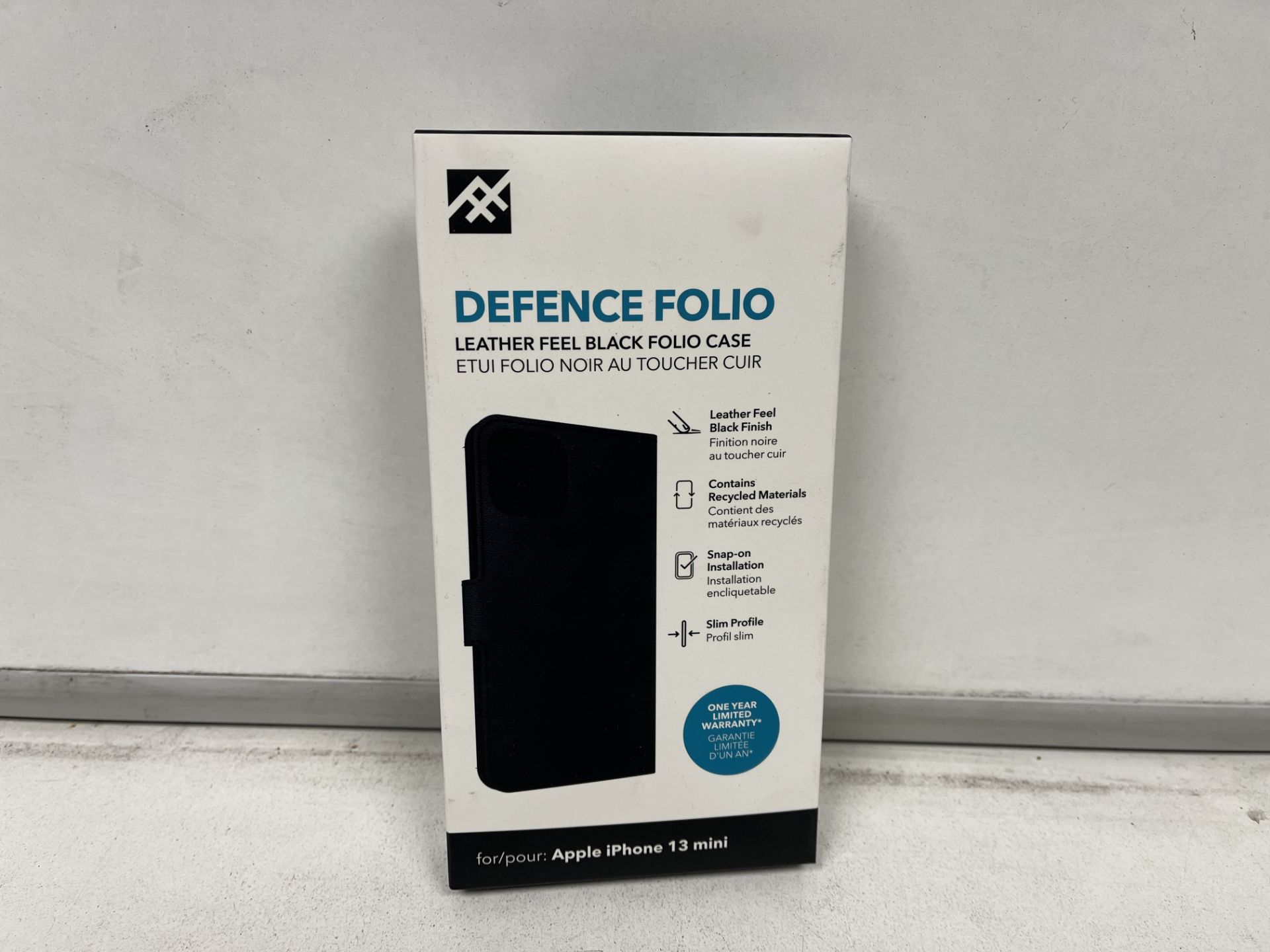 48 X NEW BOXED DEFENCE FOLIO LEATHER FEEL BLACK FOLIO CASES FOR APPLE iPHONE 13 MINI. ROW16RACK
