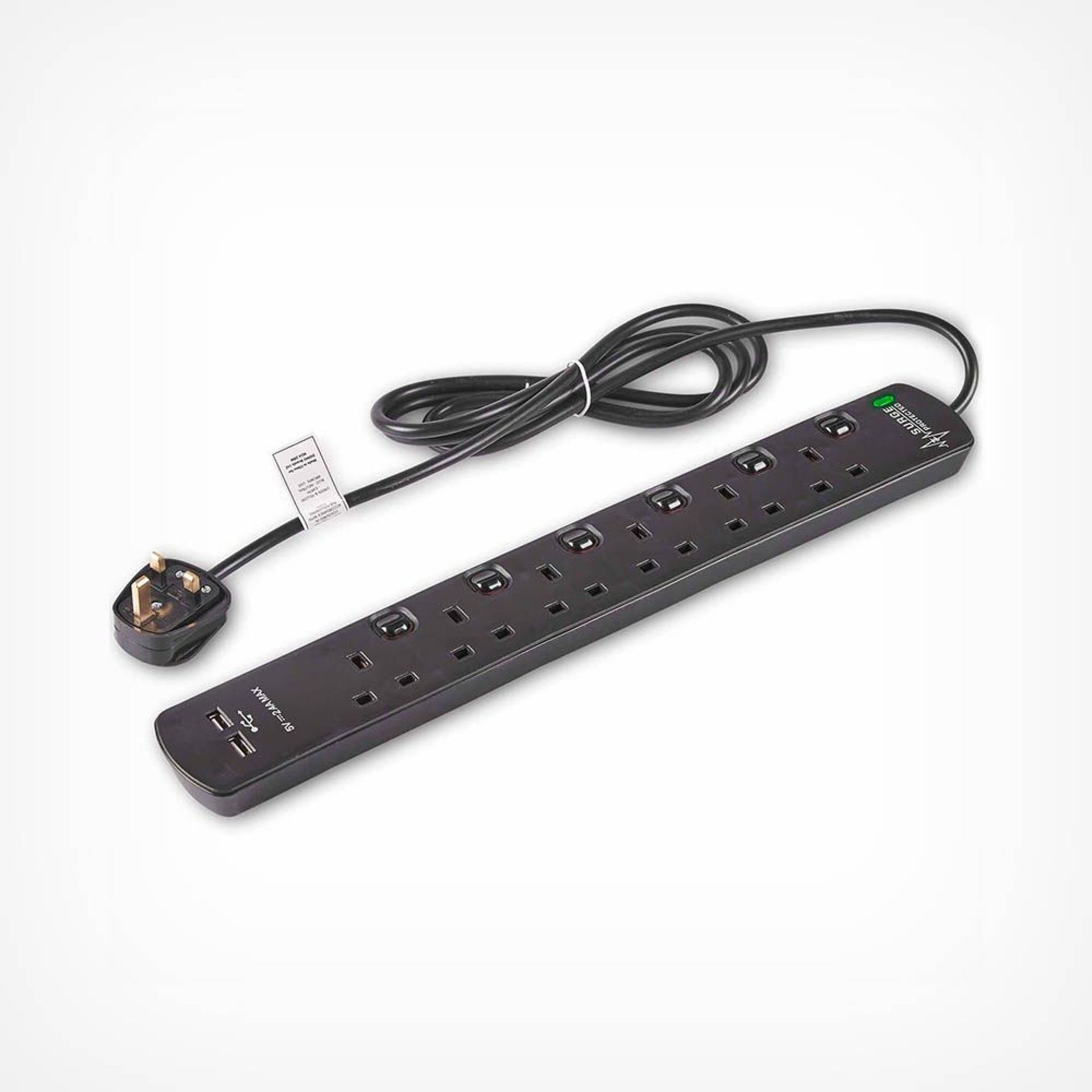 6 Socket Black Extension Lead with USB. If your home office, gaming station or living room feels