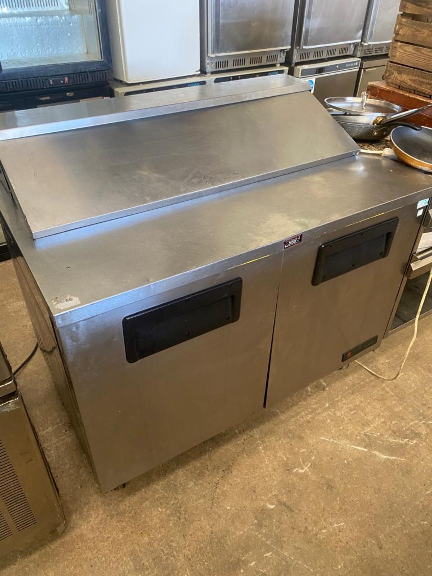 True Refrigeration two door prep fridge with saladette