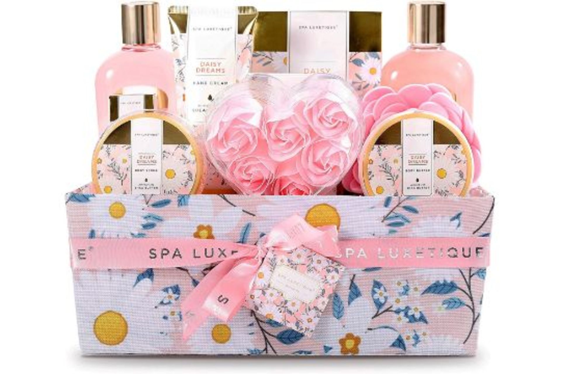 TRADE LOT 24 X NEW PACKAGED Daisy Dreams Spa Gift Basket for Women, 15pcs Shea Butter Bath Body