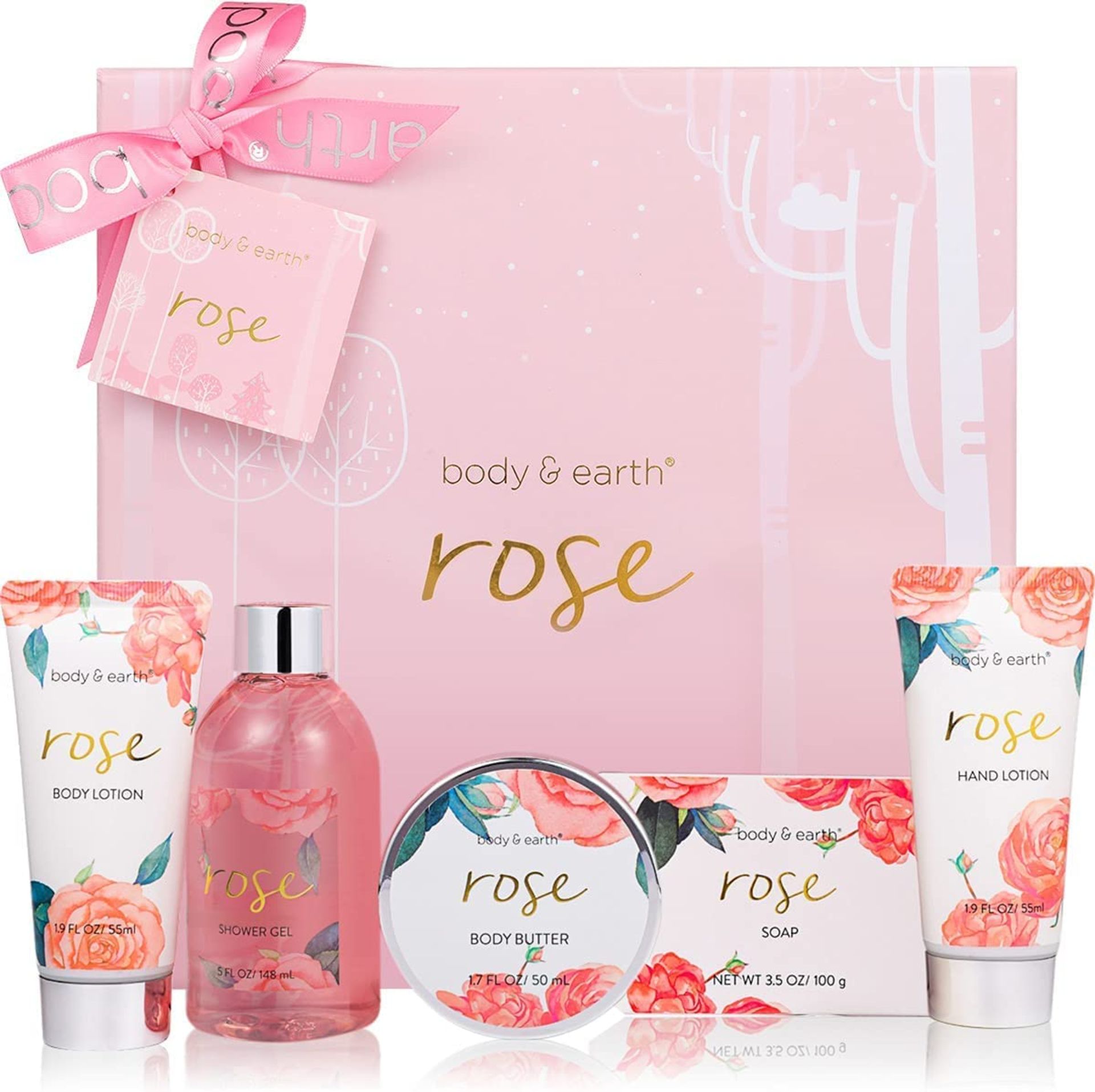 TRADE LOT 24 X NEW BOXED Body Earth Rose Bath Spa Gift Box (BE-BP-020) Nourishing Ingredients: