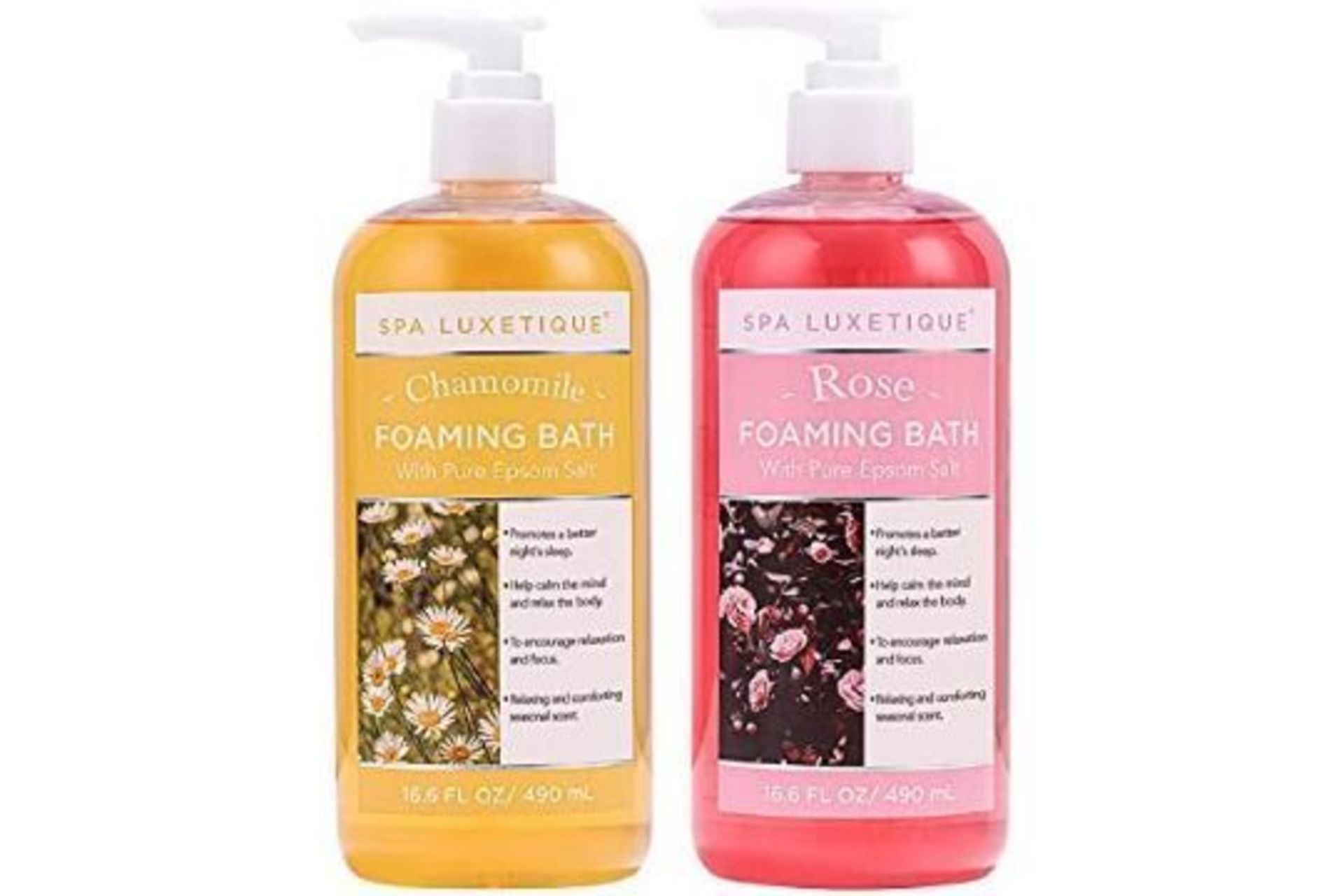 10 X NEW SEALED SETS OF 2 -755ml Rose and Chamomile Foaming Bath. (SPA-EBS-02) ?? Long-lasting