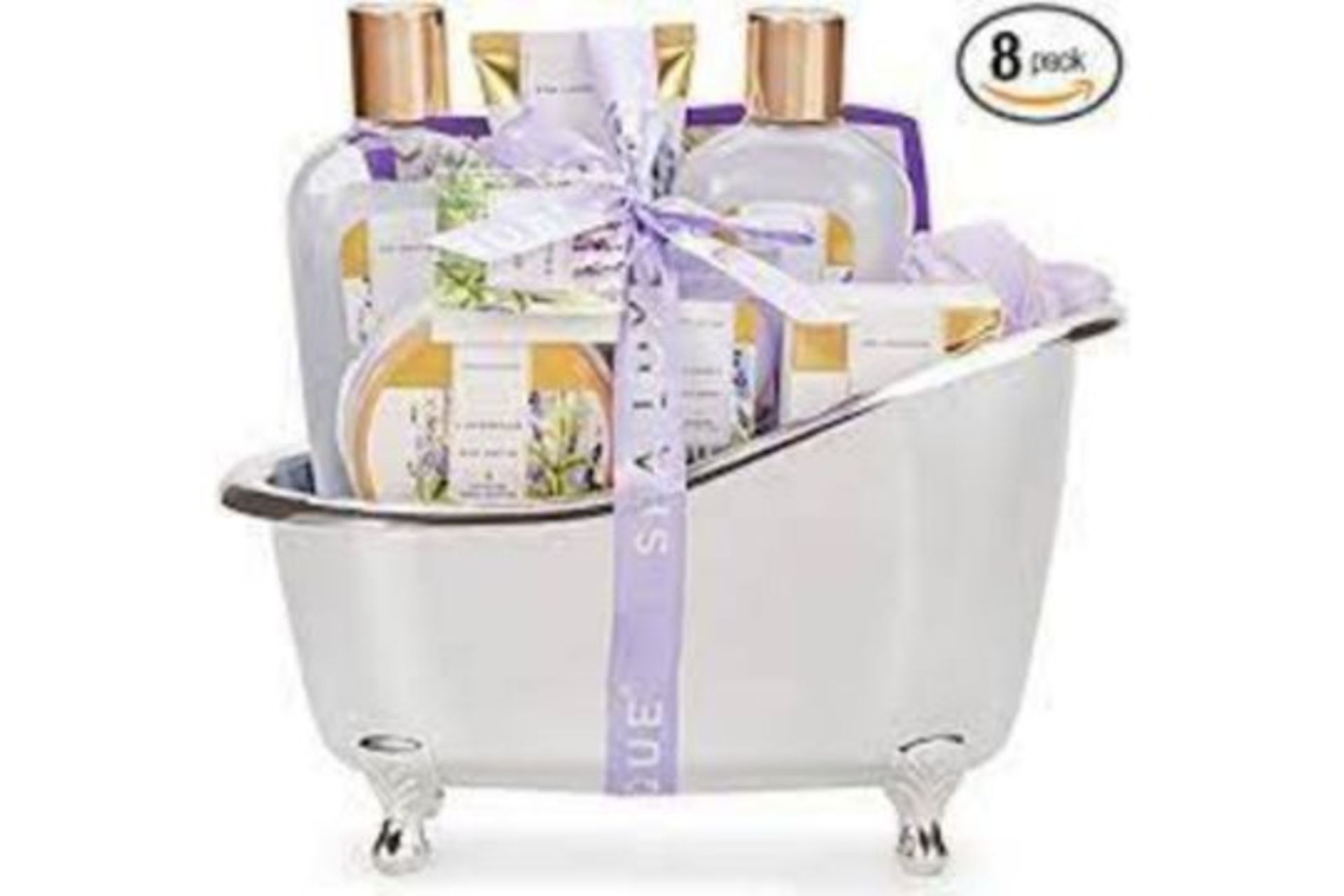 6 x NEW BOXED Spa Luxetique Lavender Spa Bathtub Set. (BEC-5-NEW) Natural Bath Spa Set: Our spa gift