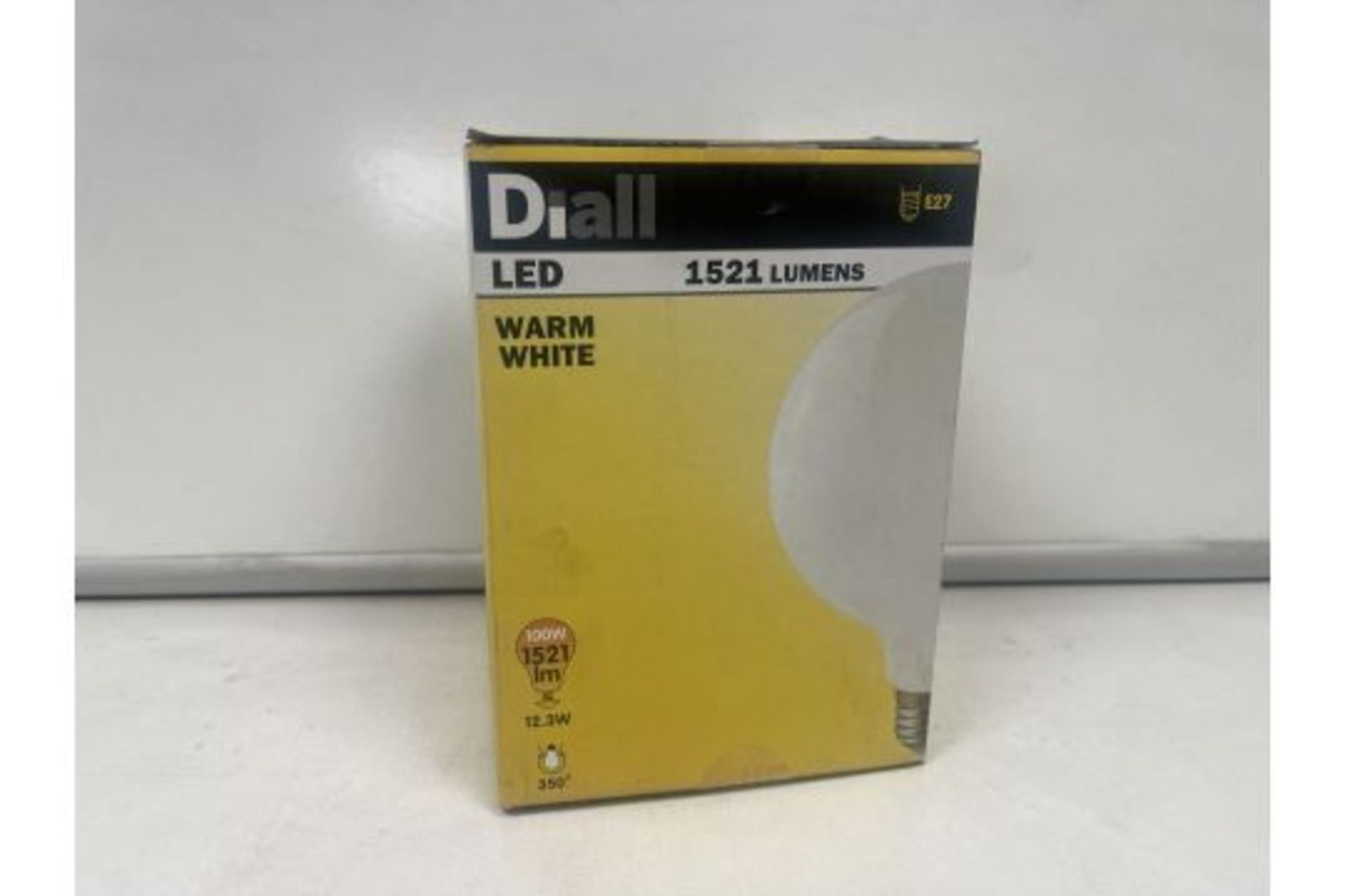 60 X NEW BOXED DIALL LED WARM WHITE E27 LIGHT BULBS. 1521 LUMENS. 12.3W = 100W. ROW 12/13RACK